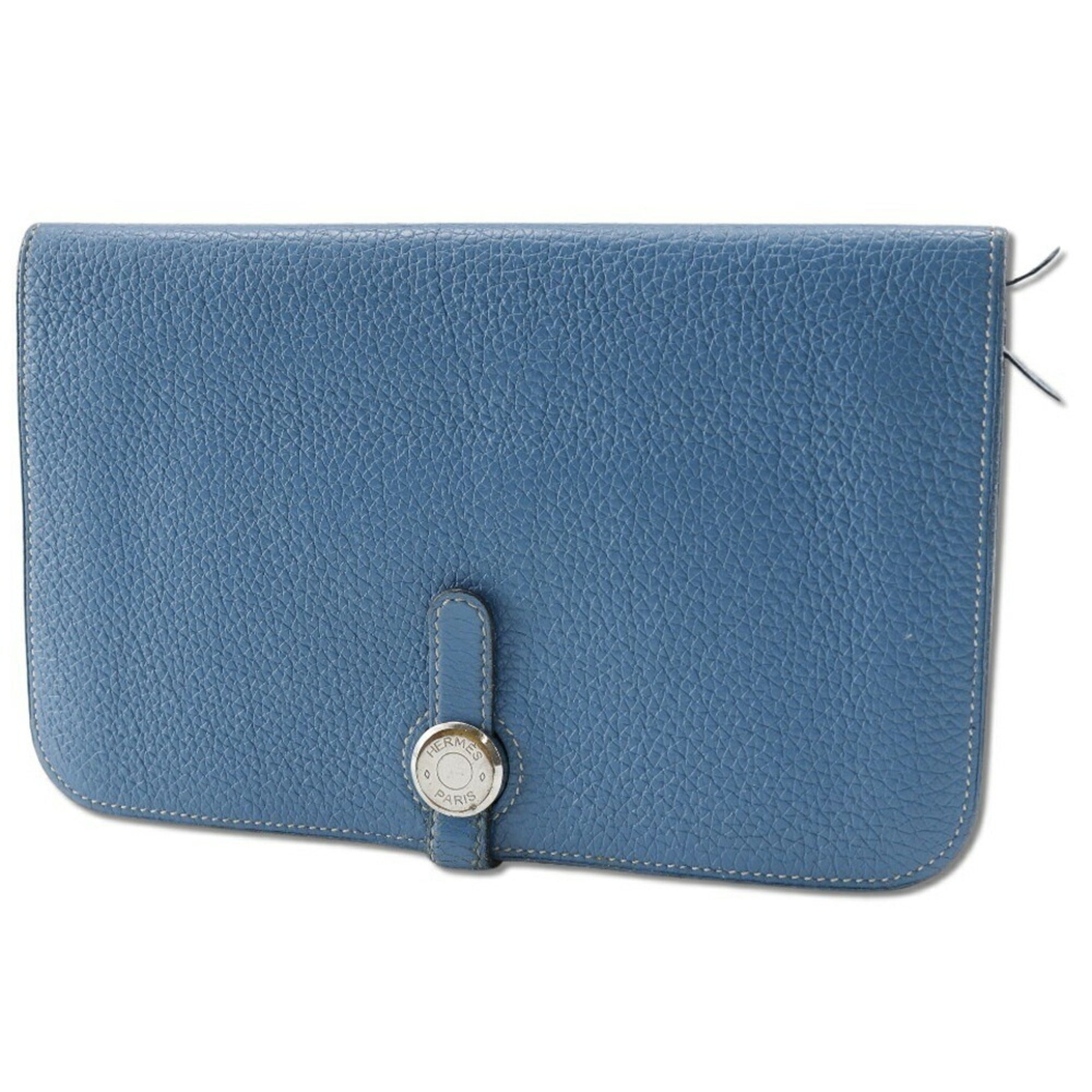 Hermes Dogon Blue Togo Leather Long Wallet (Bi-Fold) (Pre-Owned)