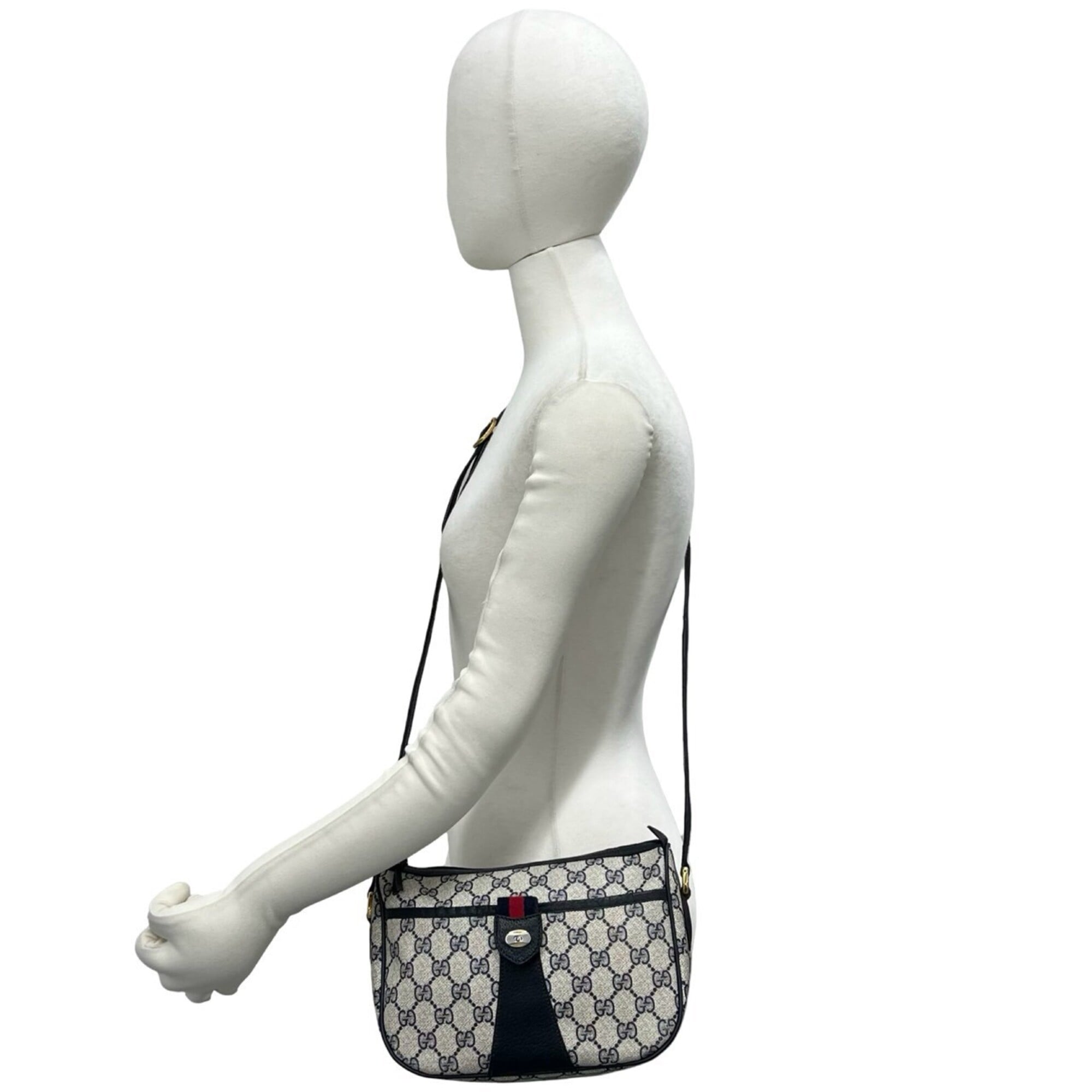 Gucci Navy Red Color Leather Pvc Pochette Shoulder Bag (Pre-Owned)