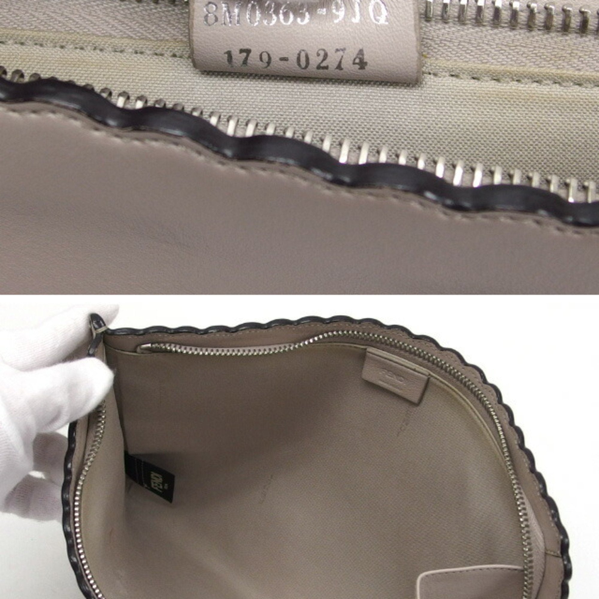 Fendi Beige Light Blue Orange Leather Clutch Bag Pouch (Pre-Owned)
