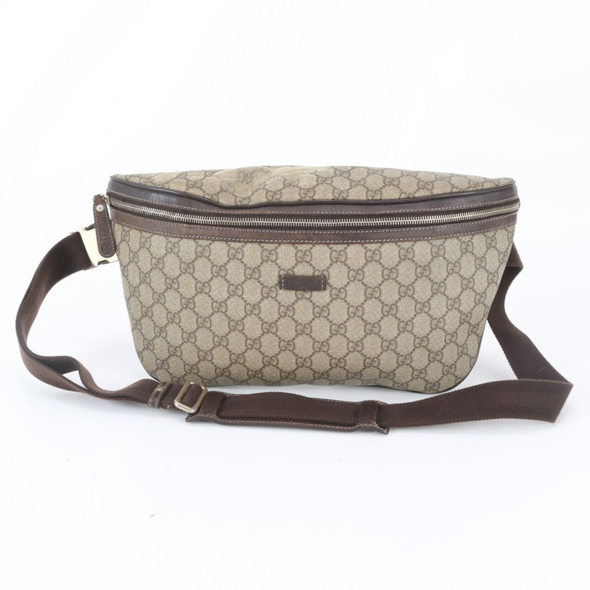 Gucci Beige Brown Leather Coated Canvas Fanny Pack Shoulder Bag Sling Bag Tote Bag (Pre-Owned)
