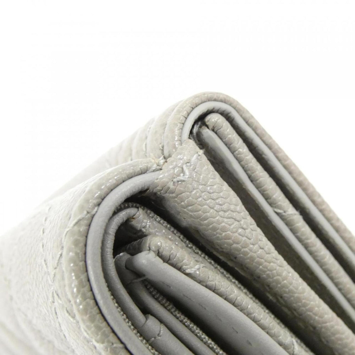 Chanel Gray Grained Calfskin Wallet (Tri-Fold) (Pre-Owned)