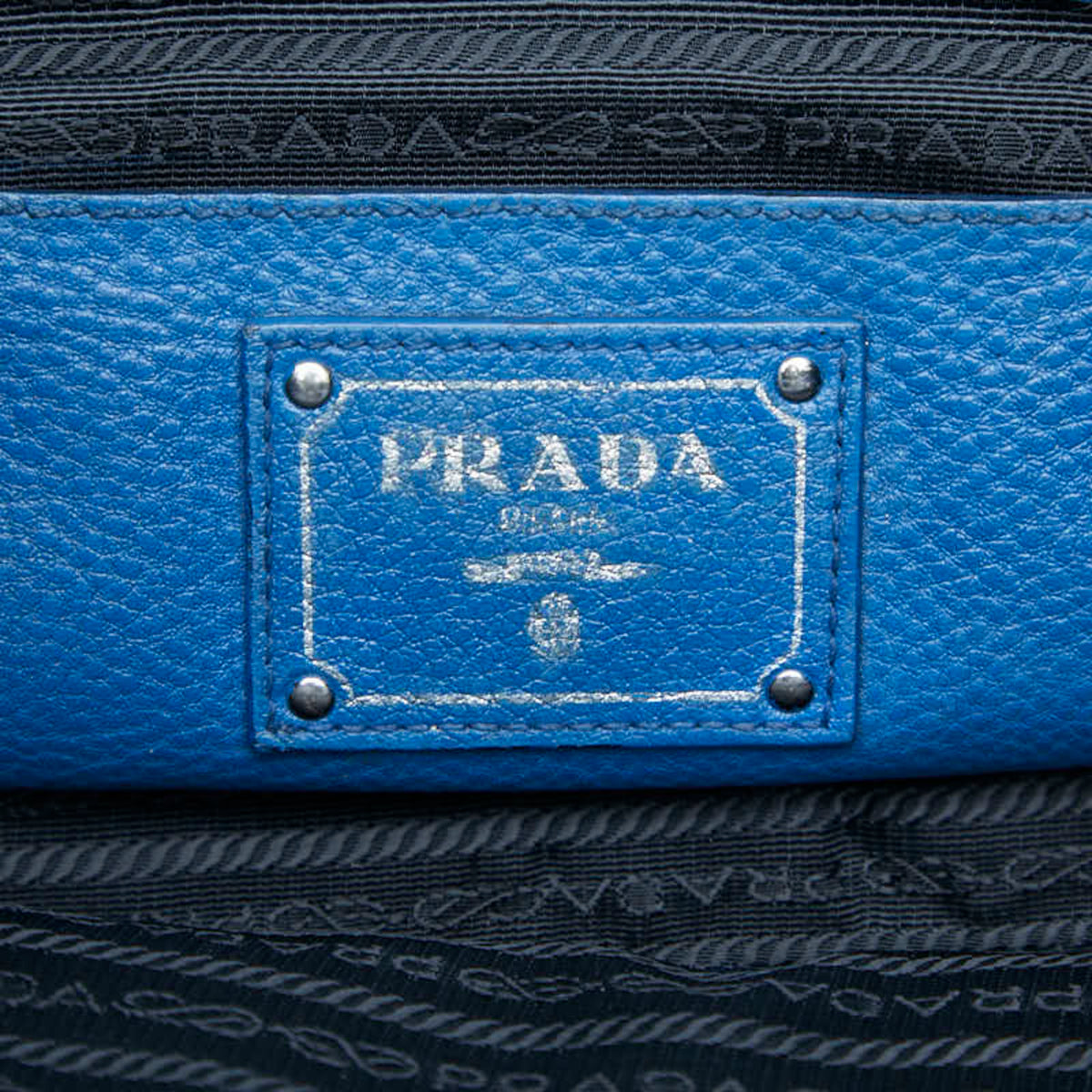 Prada Blue Leather Handbag Tote Bag (Pre-Owned)