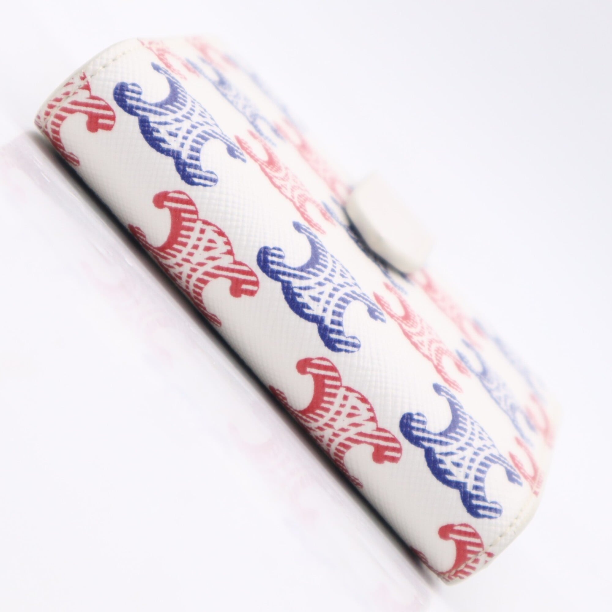 Celine Blue Red Color White Coated Canvas Leather Wallet (Bi-Fold) (Pre-Owned)