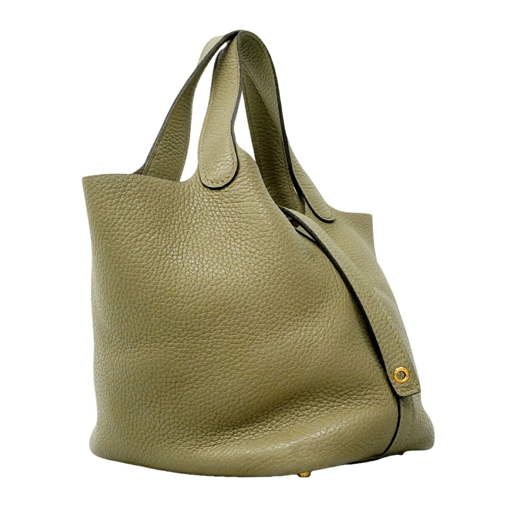 Hermes Gray Taurillon Clemence Leather Handbag (Pre-Owned)