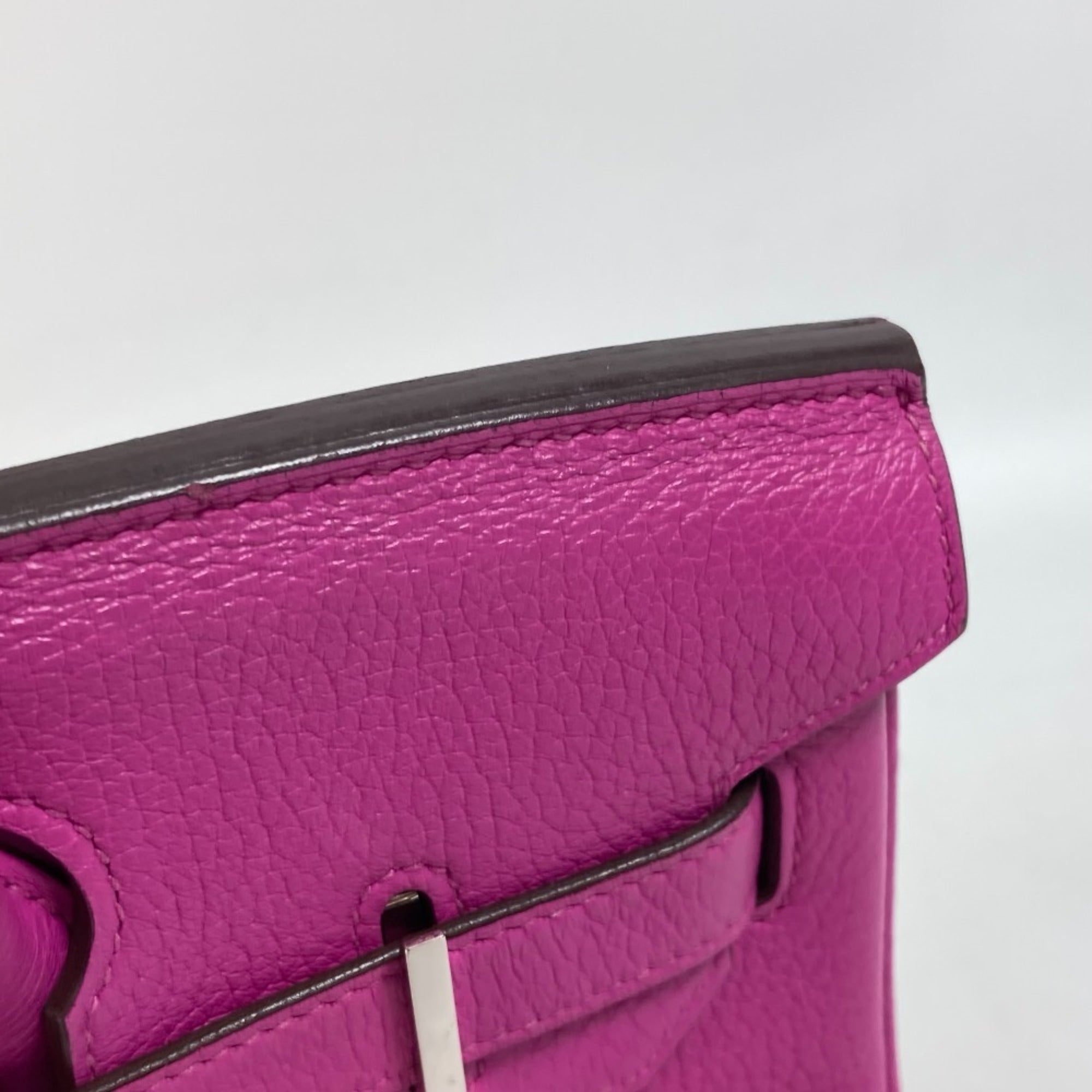 Hermes Birkin Pink Taurillon Clemence Leather Handbag Tote Bag (Pre-Owned)