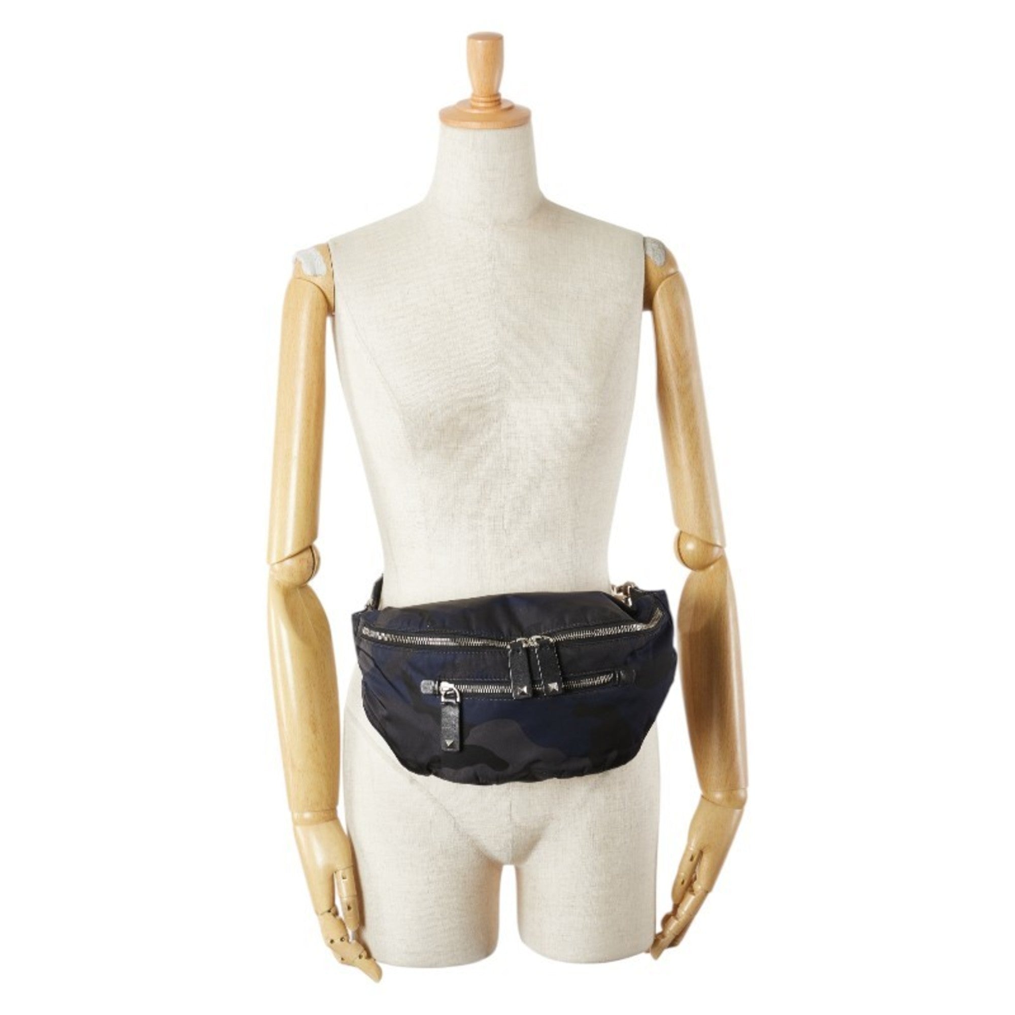 Valentino Camouflage Gray Navy Black Nylon Fanny Pack (Pre-Owned)