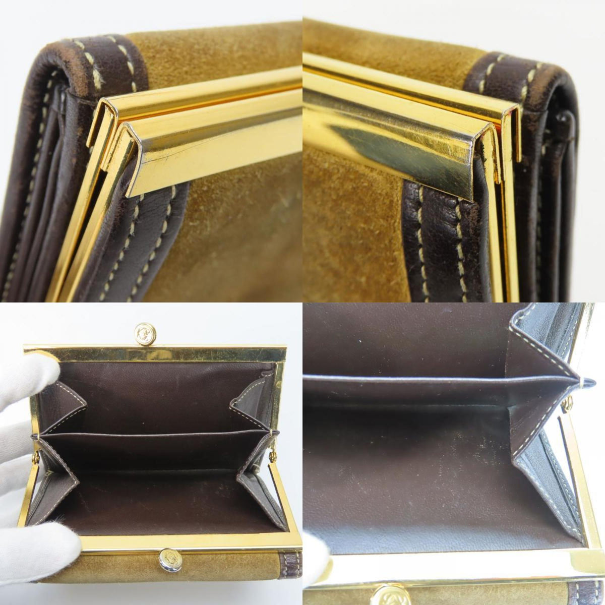 Loewe Brown Khaki Suede Leather Wallet (Tri-Fold) (Pre-Owned)
