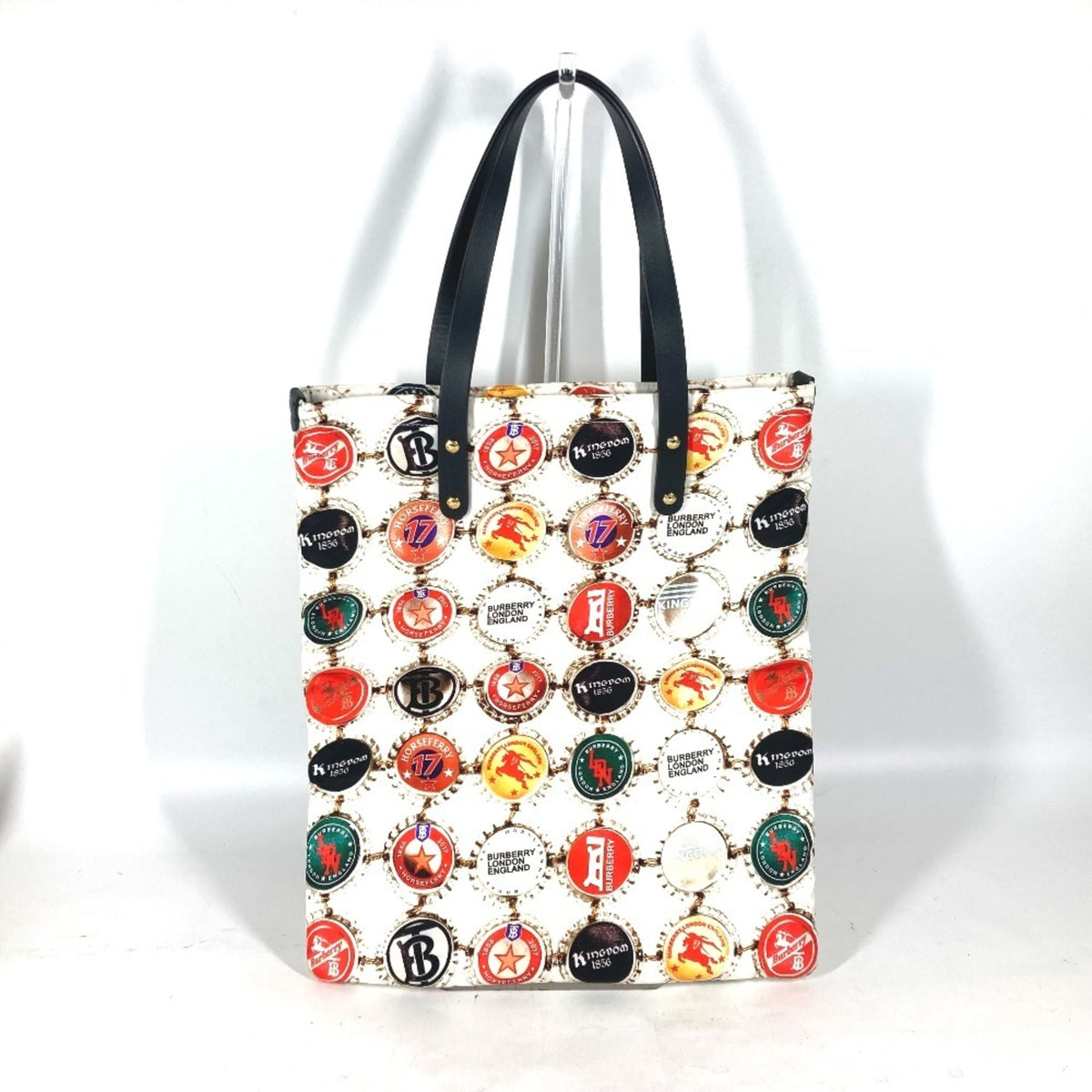 Burberry Multi-Color Nylon Leather Shoulder Bag Tote Bag (Pre-Owned)
