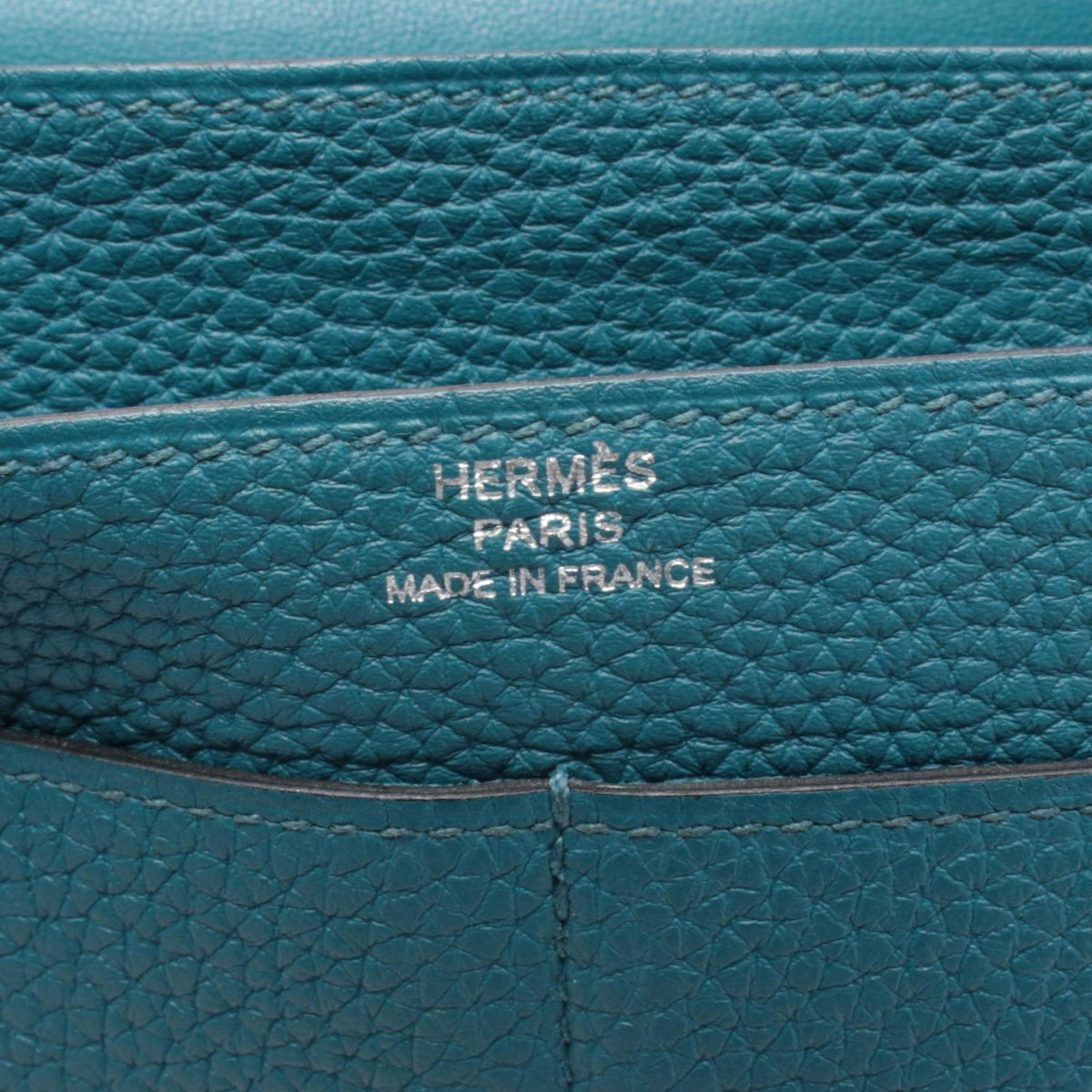 Hermes Green Taurillon Clemence Leather Long Wallet (Bi-Fold) (Pre-Owned)