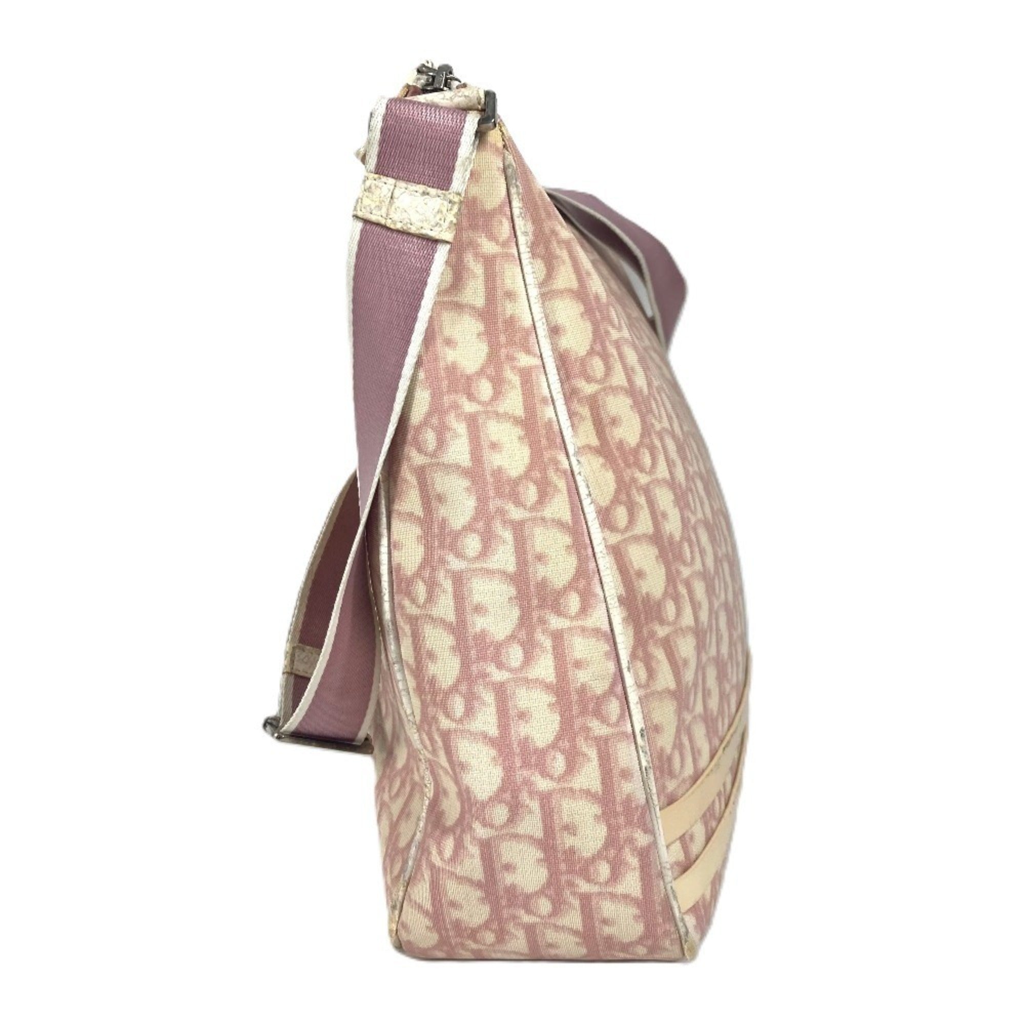 Christian Dior Trotter Pink White Pvc Leather Shoulder Bag (Pre-Owned)
