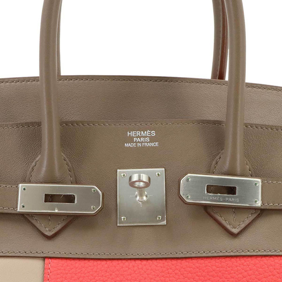 Hermes Argile Etoupe Gray Rose Jaipur Taurillon Clemence Leather Swift Leather Handbag (Pre-Owned)