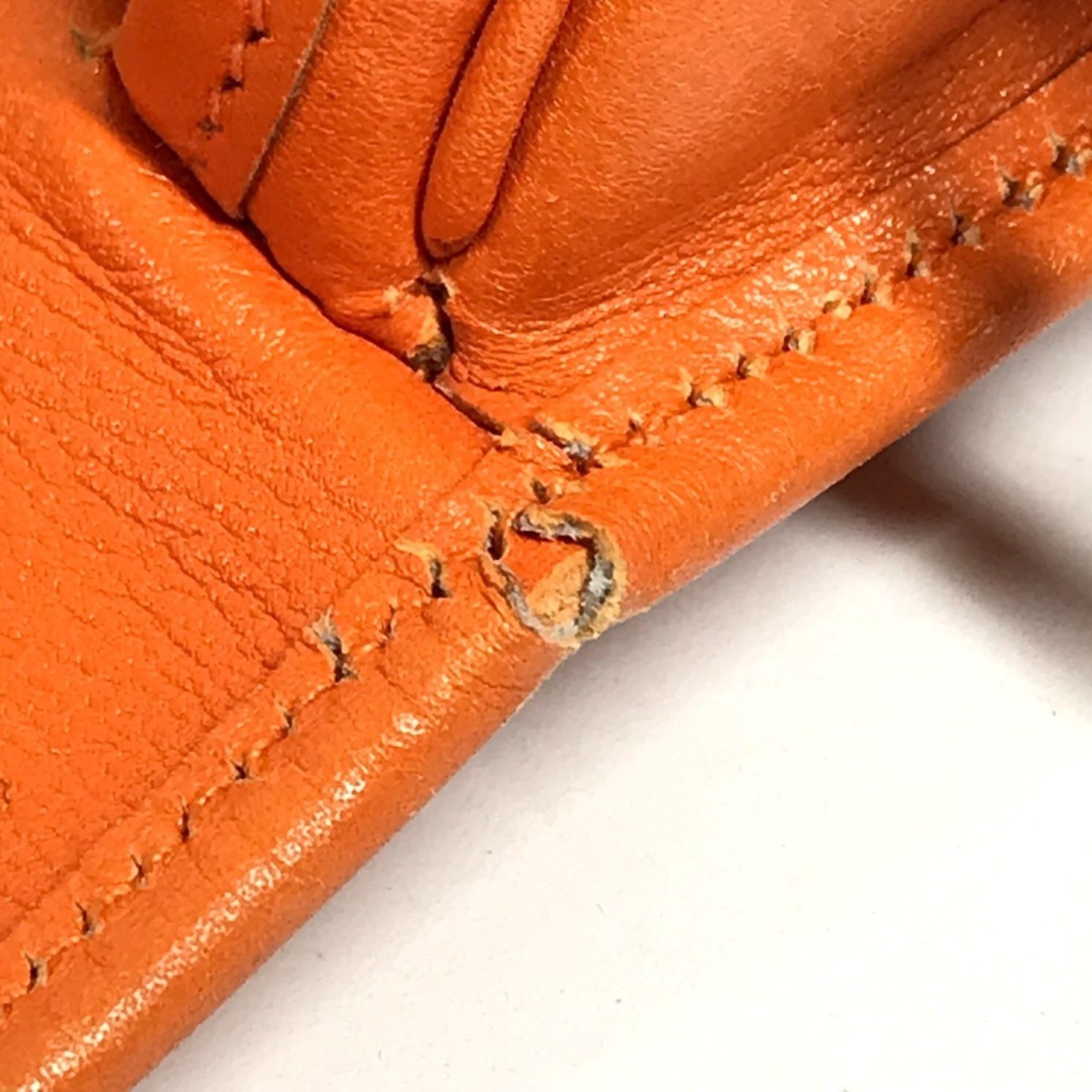 Hermes Orange Leather Pochette Shoulder Bag (Pre-Owned)