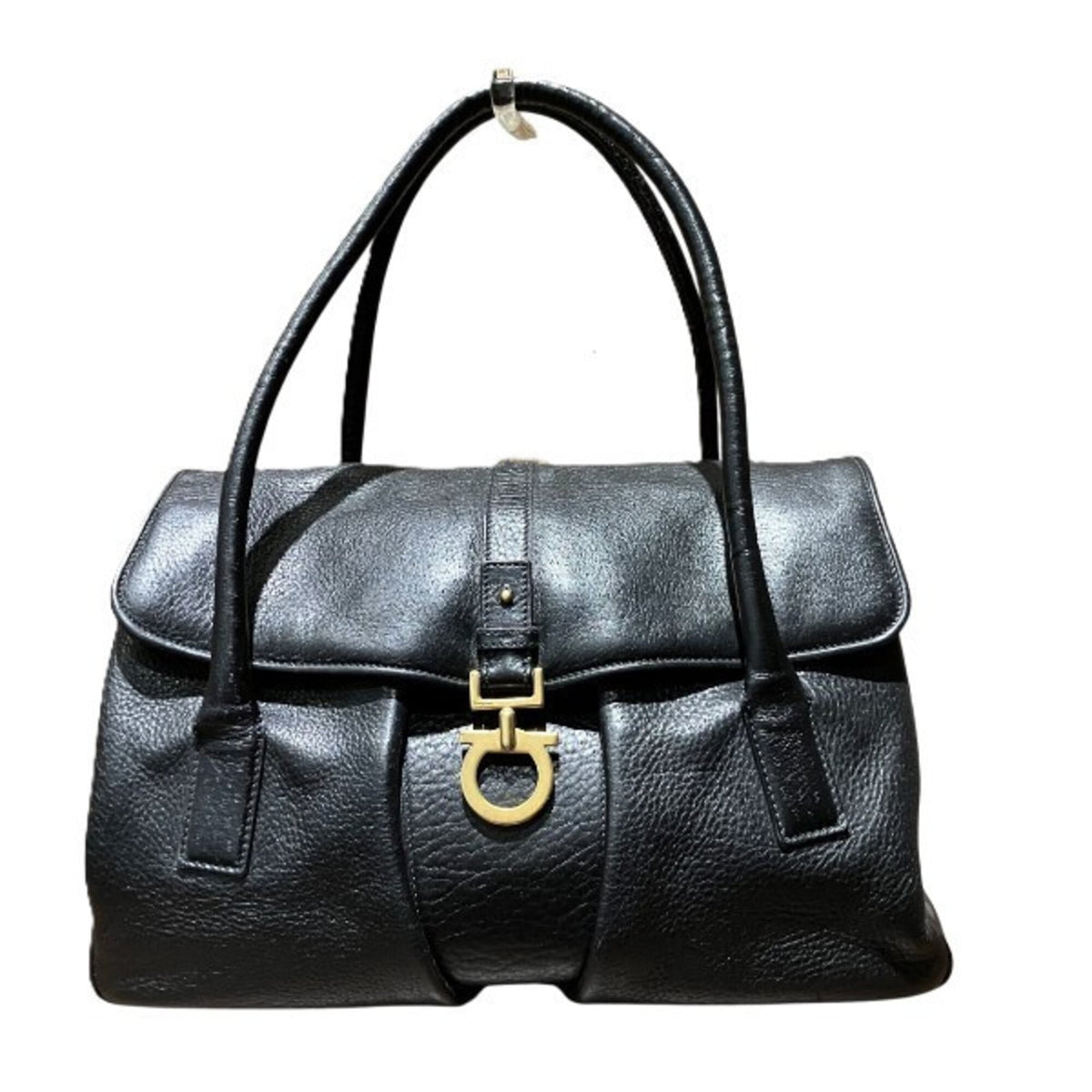 Salvatore Ferragamo Black Leather Handbag Shoulder Bag (Pre-Owned)