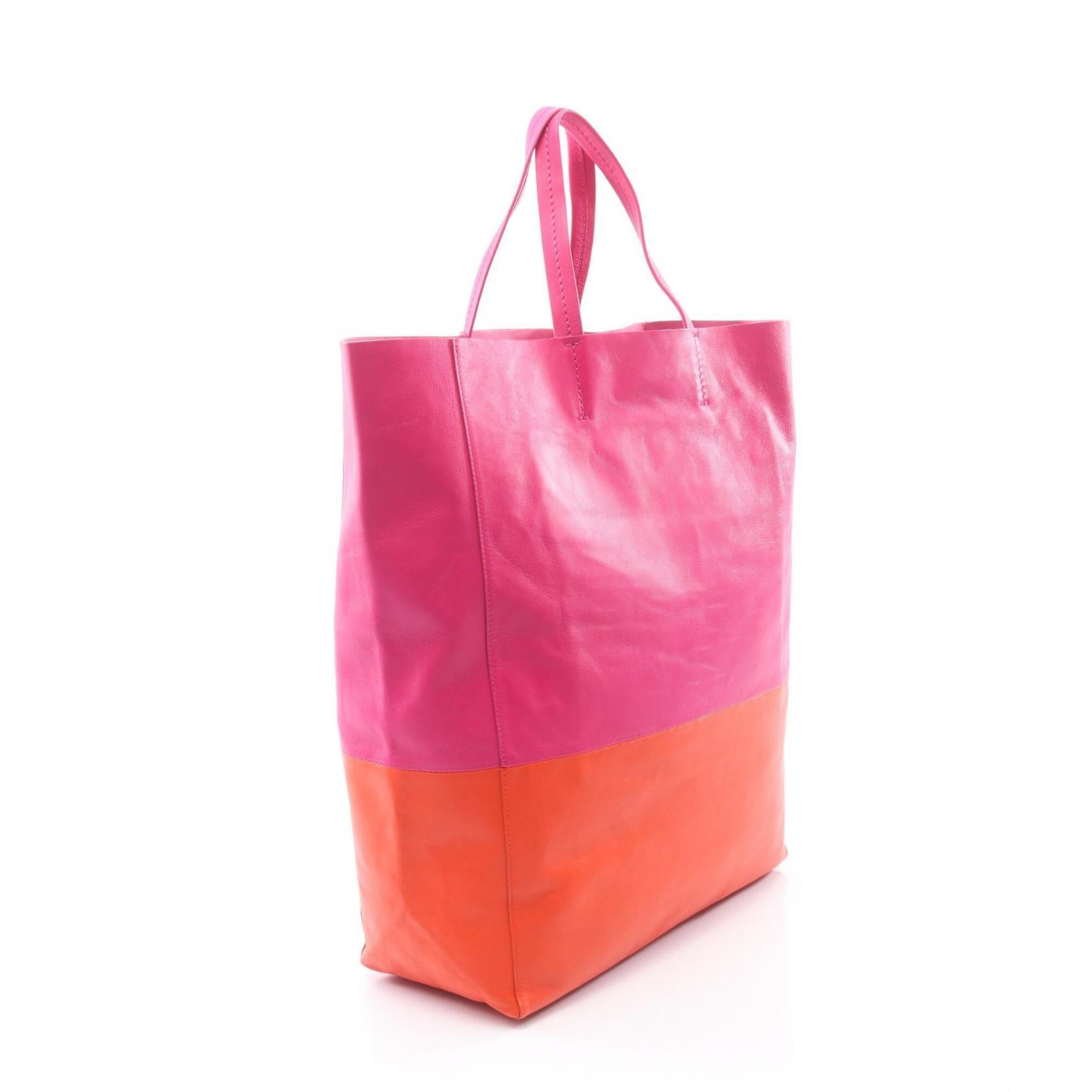 Celine Orange Pink Leather Handbag Tote Bag (Pre-Owned)