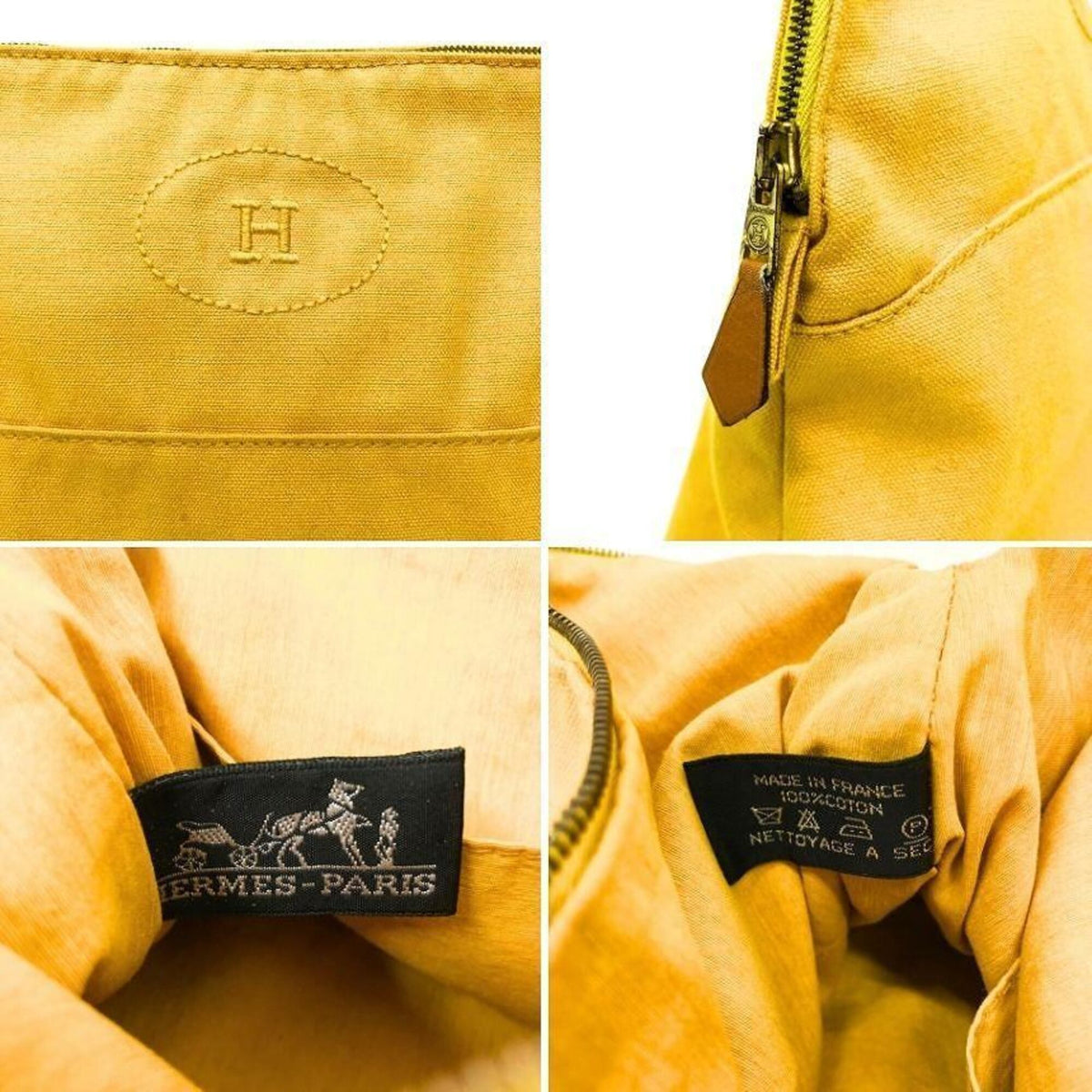 Hermes Yellow Cotton Canvas Pouch (Pre-Owned)