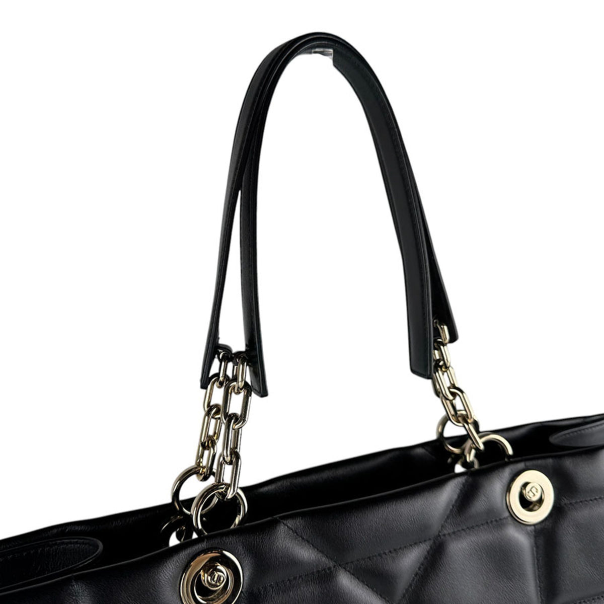 Christian Dior Black Leather Handbag Tote Bag (Pre-Owned)