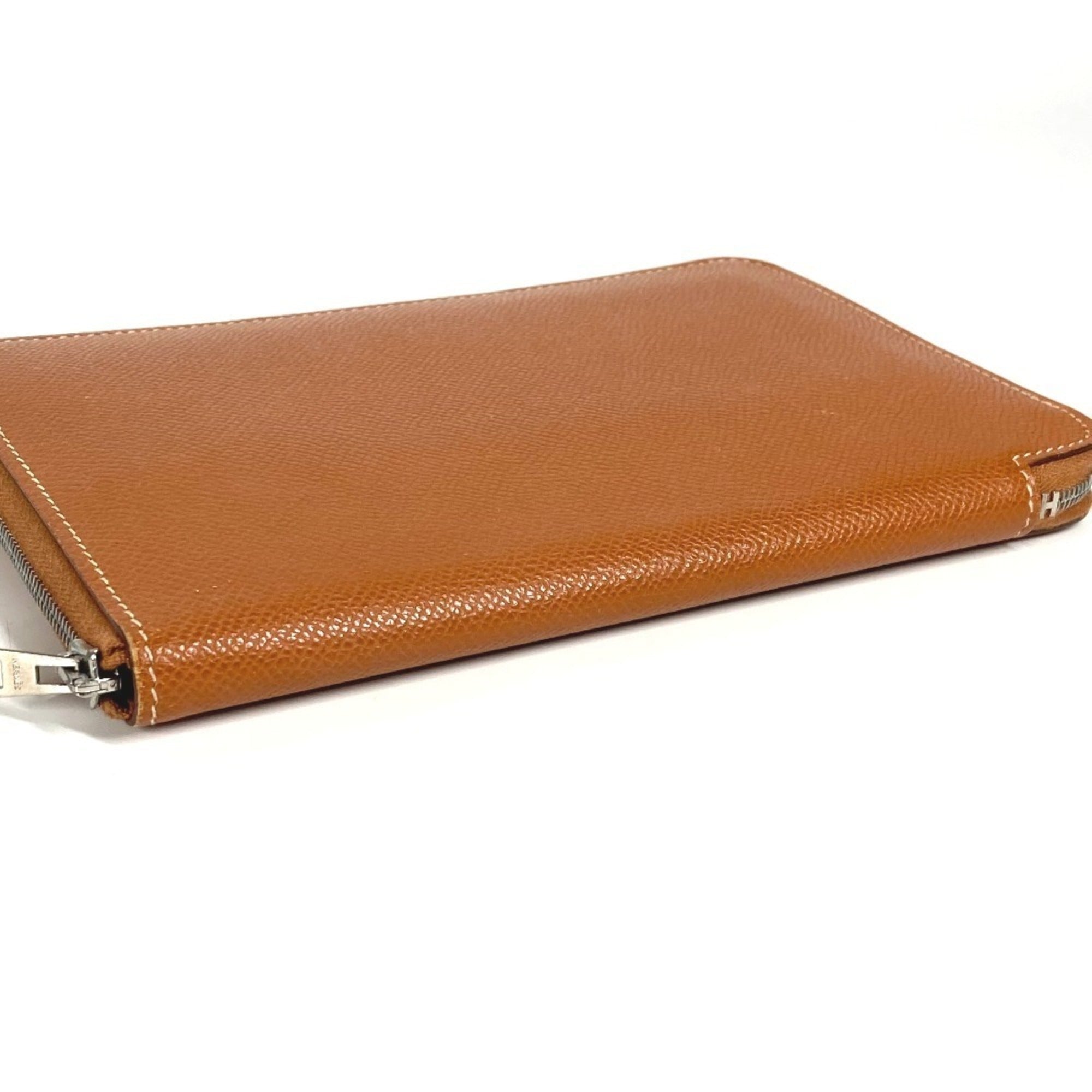 Hermes Azap Gold Leather Long Wallet (Bi-Fold) (Pre-Owned)