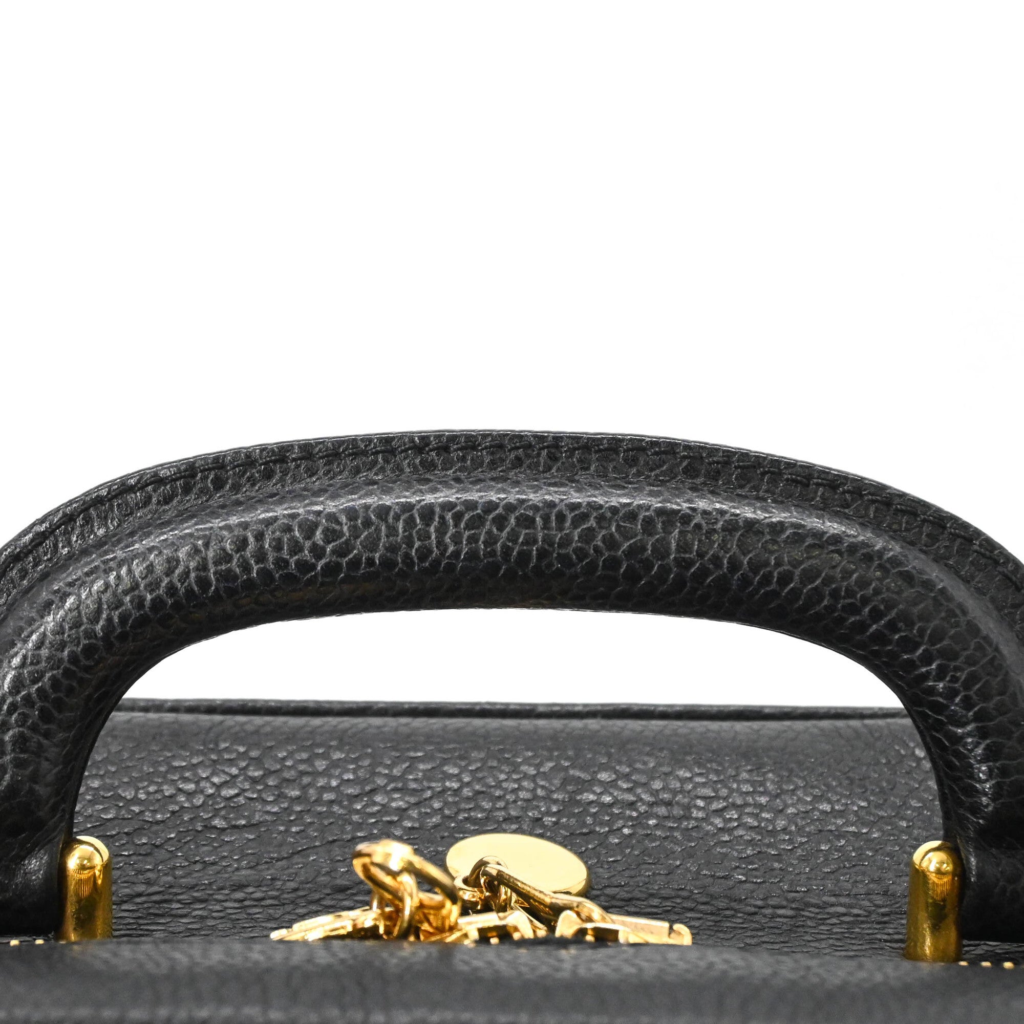 Chanel Black Leather Handbag Vanity Bag (Pre-Owned)