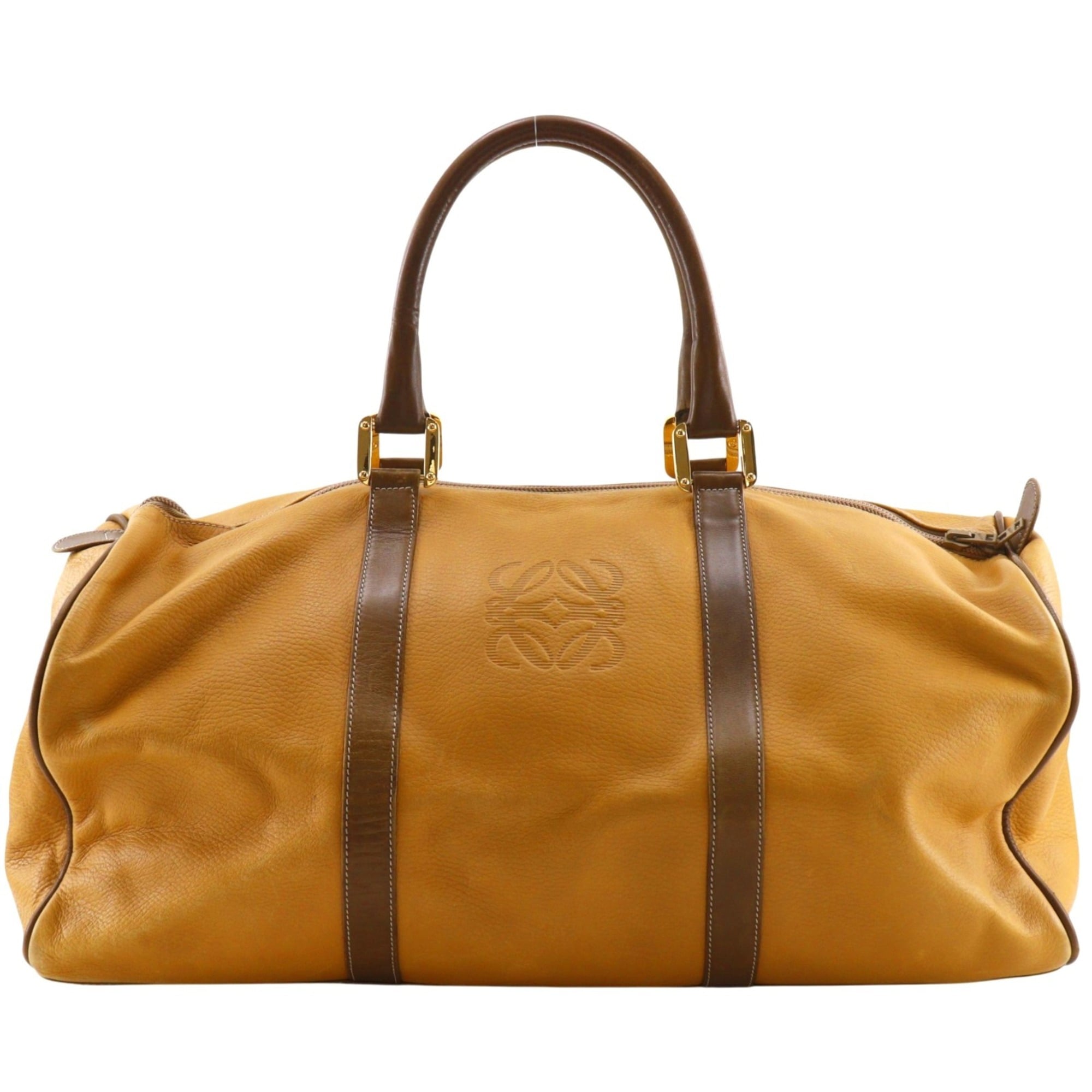 Loewe Brown Leather Boston Bag Handbag (Pre-Owned)