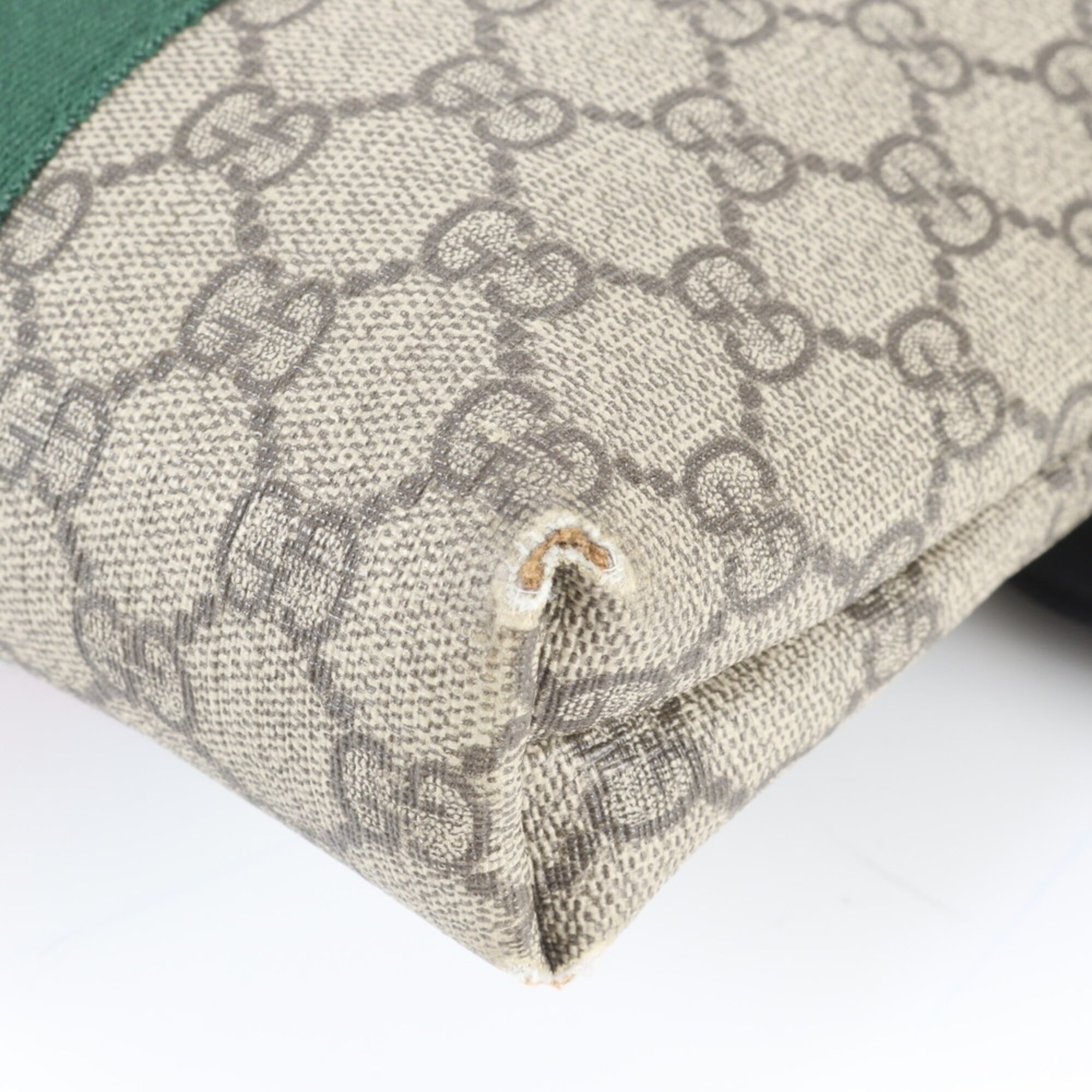 Gucci Beige Black Leather Coated Canvas Messenger Bag Shoulder Bag (Pre-Owned)