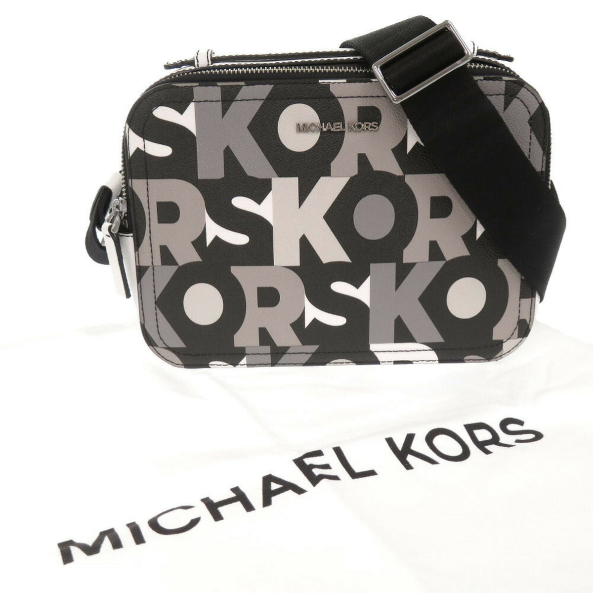Michael Kors Black Gray White Pvc Shoulder Bag (Pre-Owned)