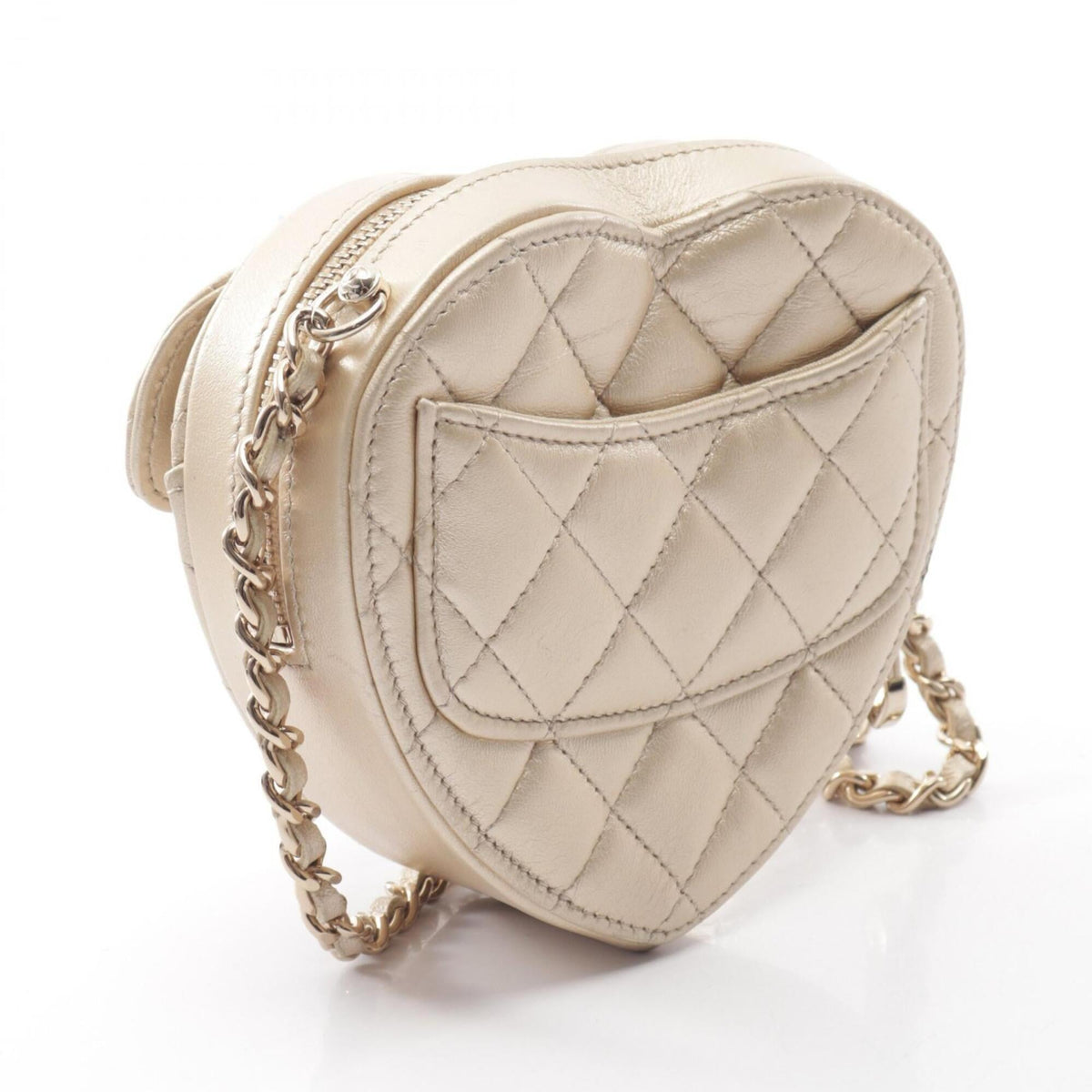 Chanel Gold Leather Clutch Bag Handbag Shoulder Bag (Pre-Owned)