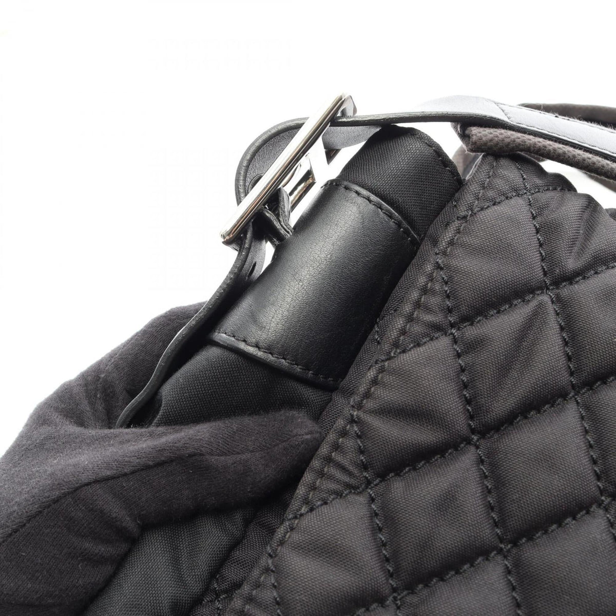Chanel Matelasse Black Gray Leather Nylon Canvas Handbag Shoulder Bag (Pre-Owned)