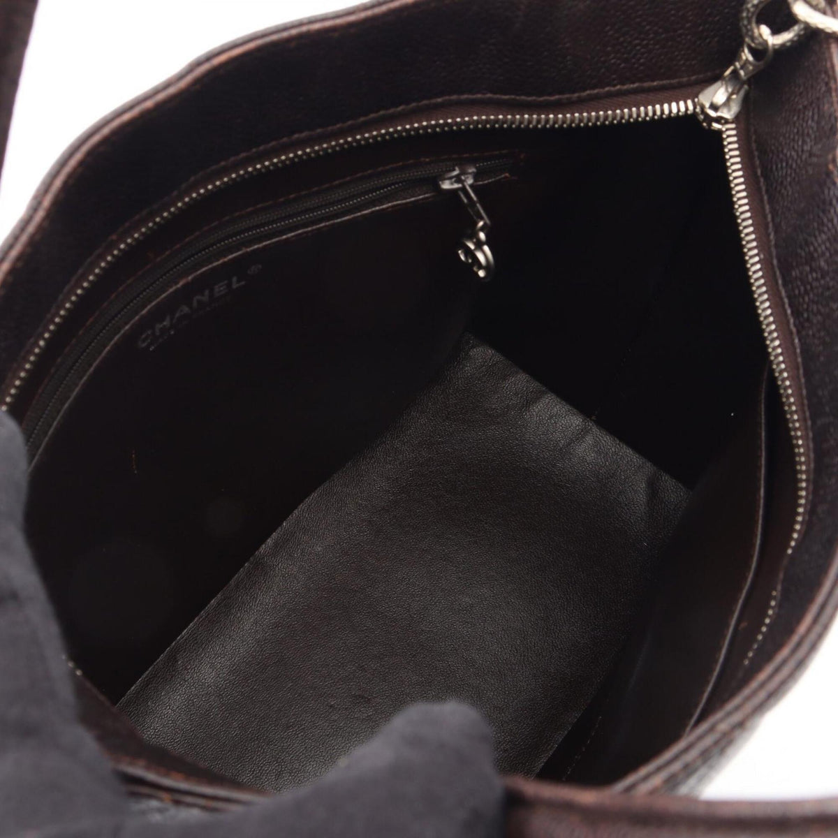 Chanel Brown Grained Calfskin Handbag Tote Bag (Pre-Owned)