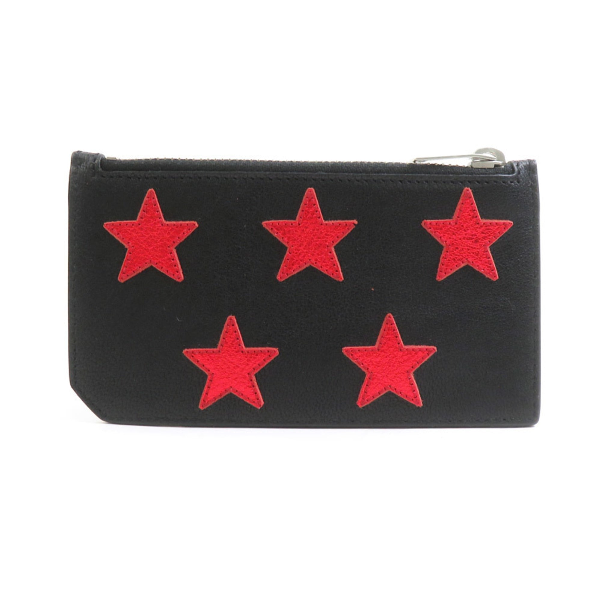 Saint Laurent Black Red Color Leather Coin Purse/Coin Case (Pre-Owned)