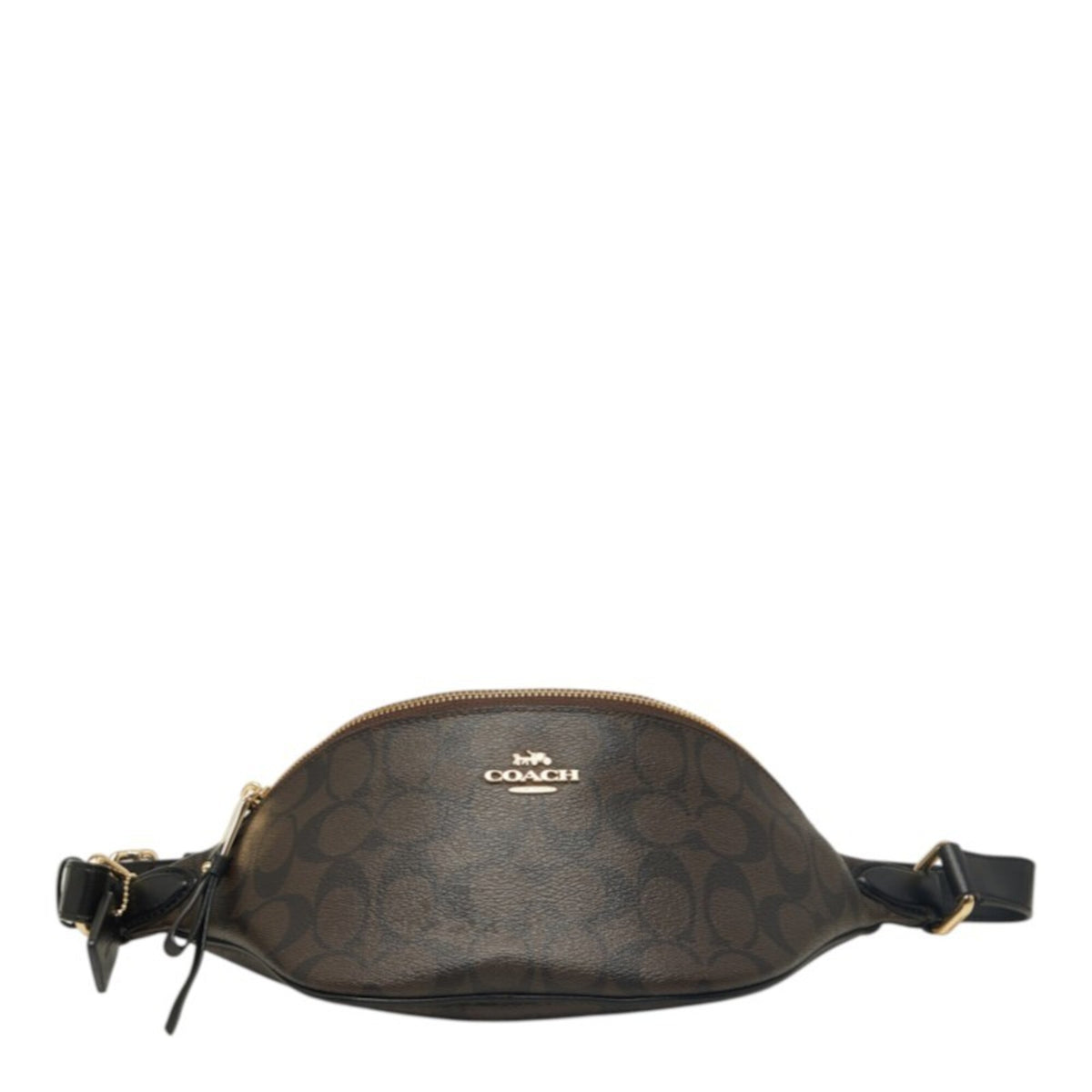 Coach Signature Black Brown Signature Line Fanny Pack (Pre-Owned)