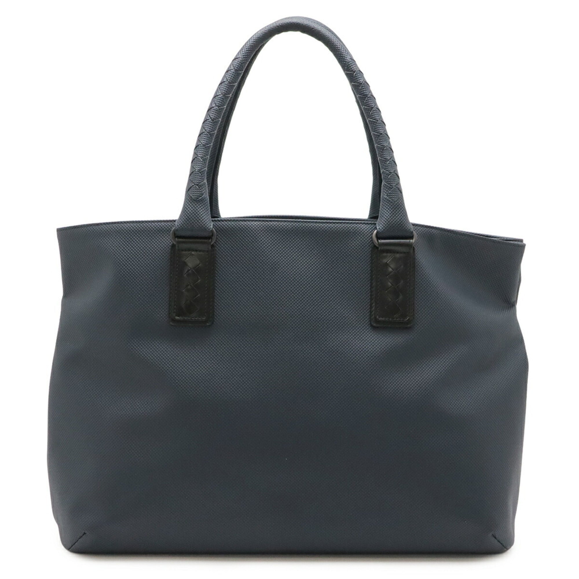 Bottega Veneta Black Navy Coated Canvas Leather Shoulder Bag Tote Bag (Pre-Owned)