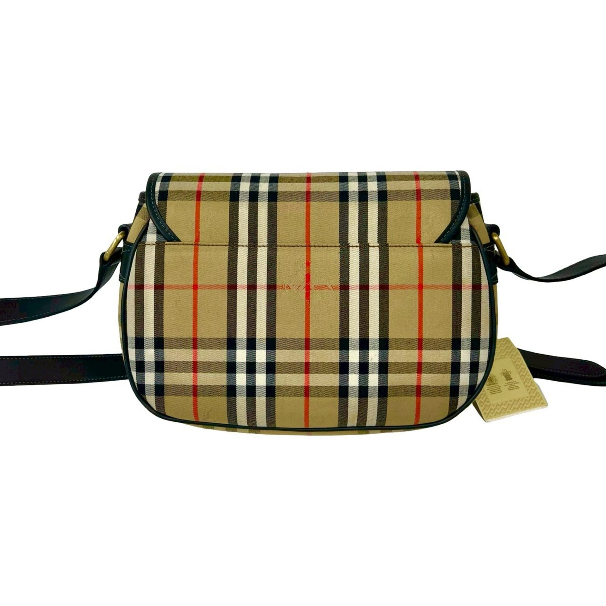 Burberry Beige Black Canvas Leather Shoulder Bag (Pre-Owned)