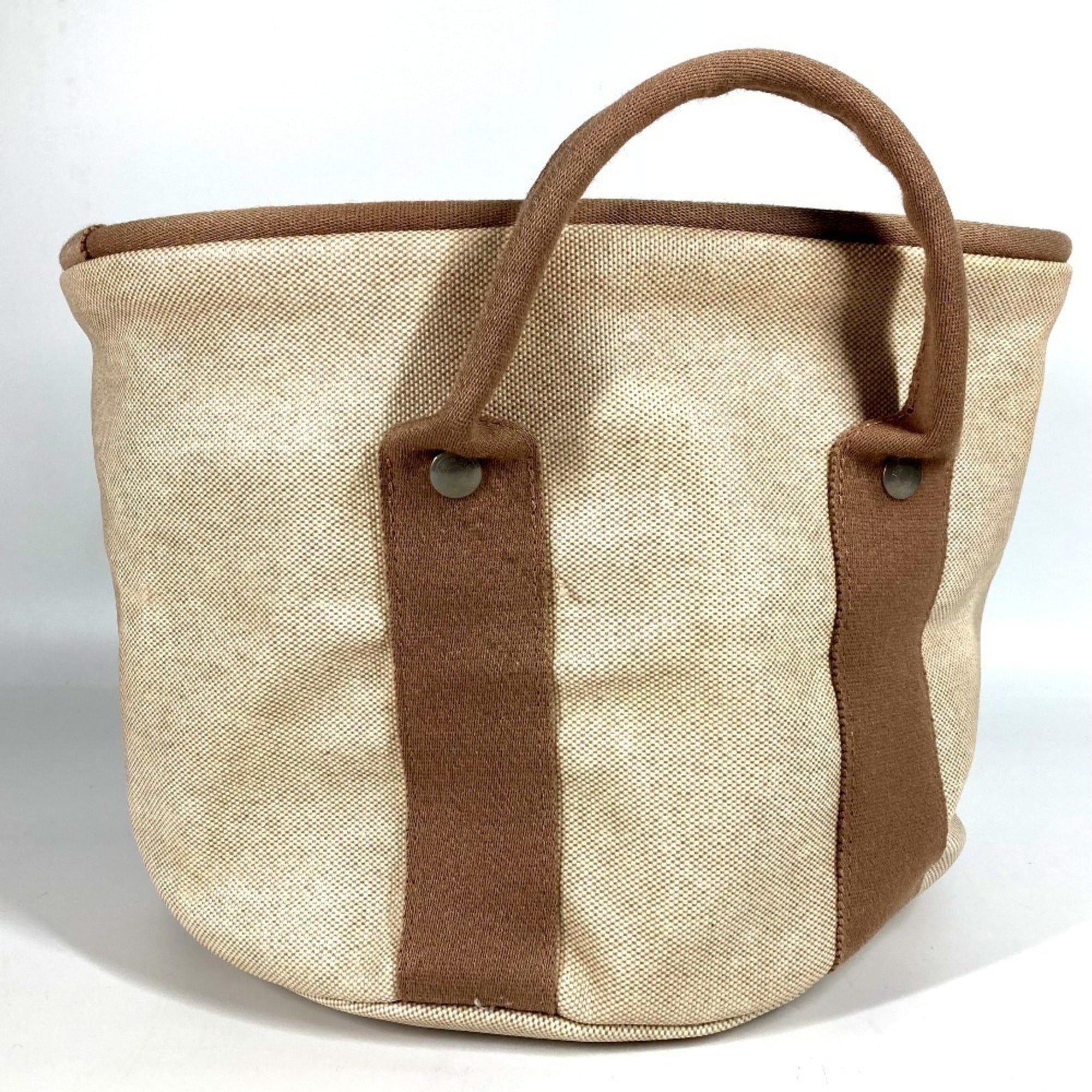 Hermes Beige Coated Canvas Basket Handbag (Pre-Owned)