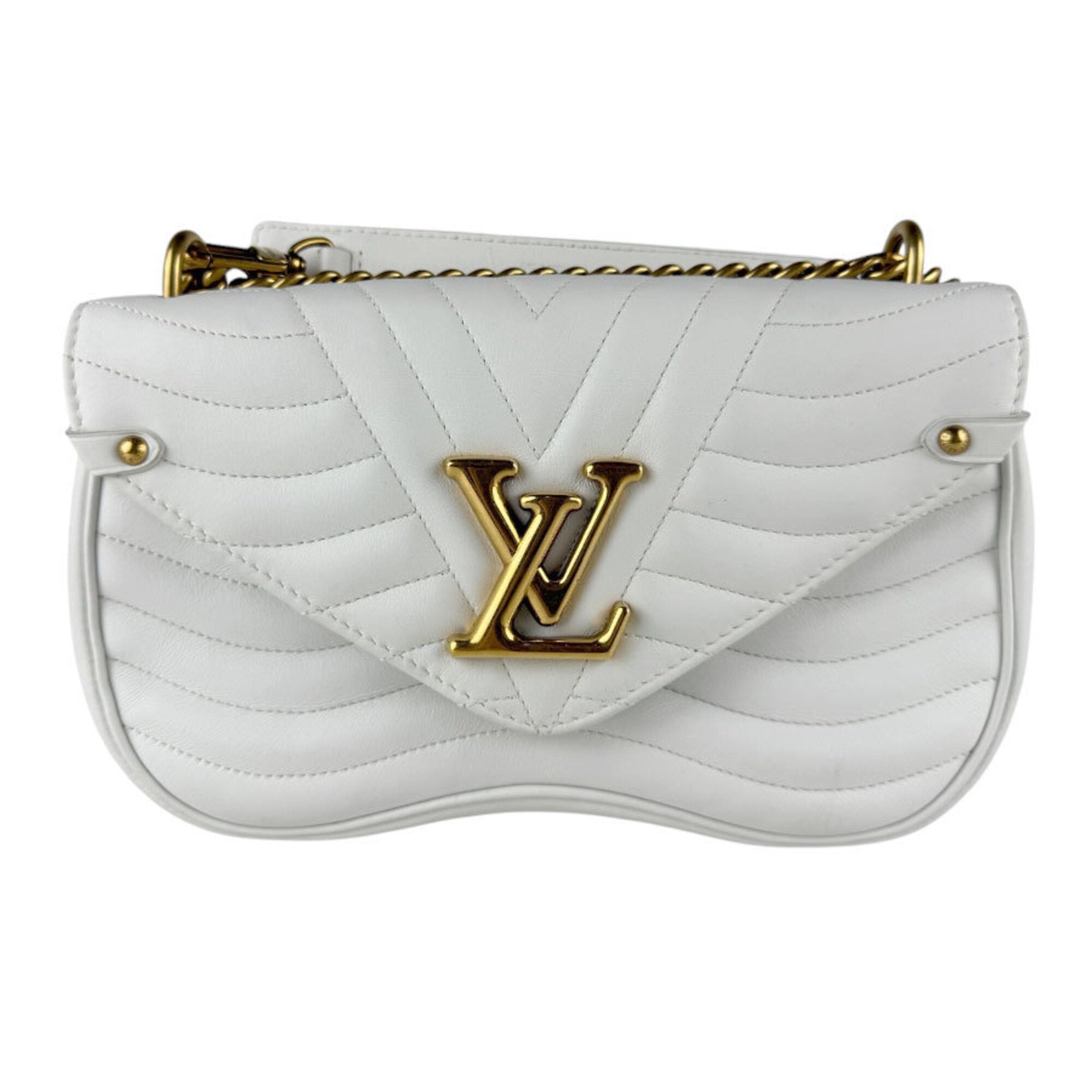 Louis Vuitton Light Gray White Leather Shoulder Bag (Pre-Owned)