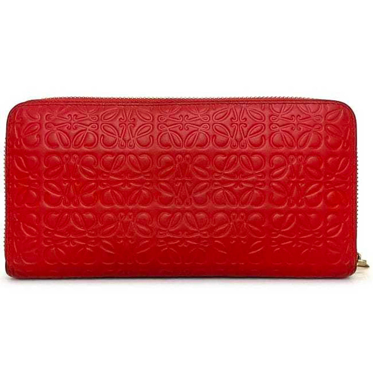Loewe Repeat Red Color Leather Long Wallet (Bi-Fold) (Pre-Owned)