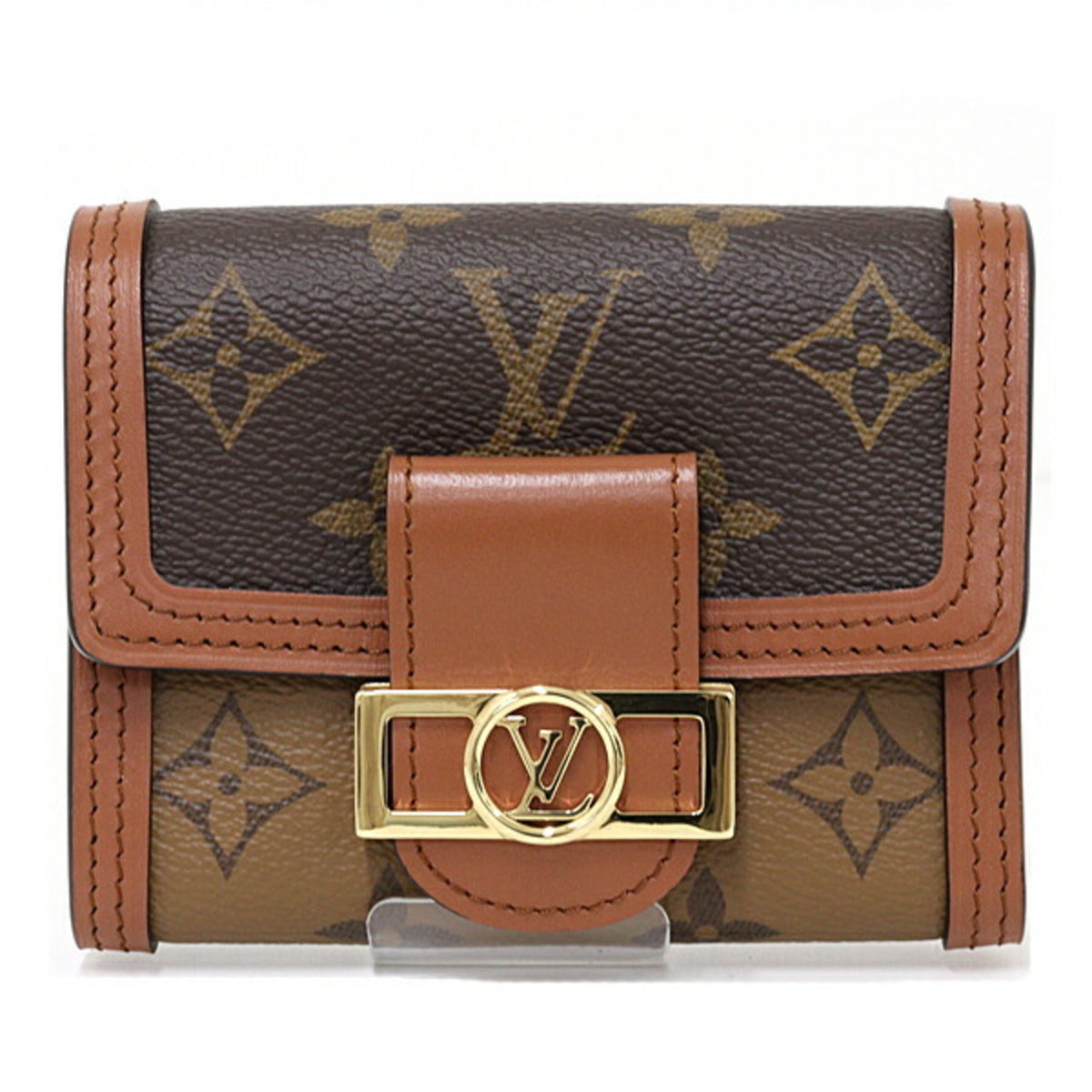 Louis Vuitton Monogram Reverse Brown Light Brown Monogram Reverse Monogram Canvas Leather Wallet (Tri-Fold) (Pre-Owned)