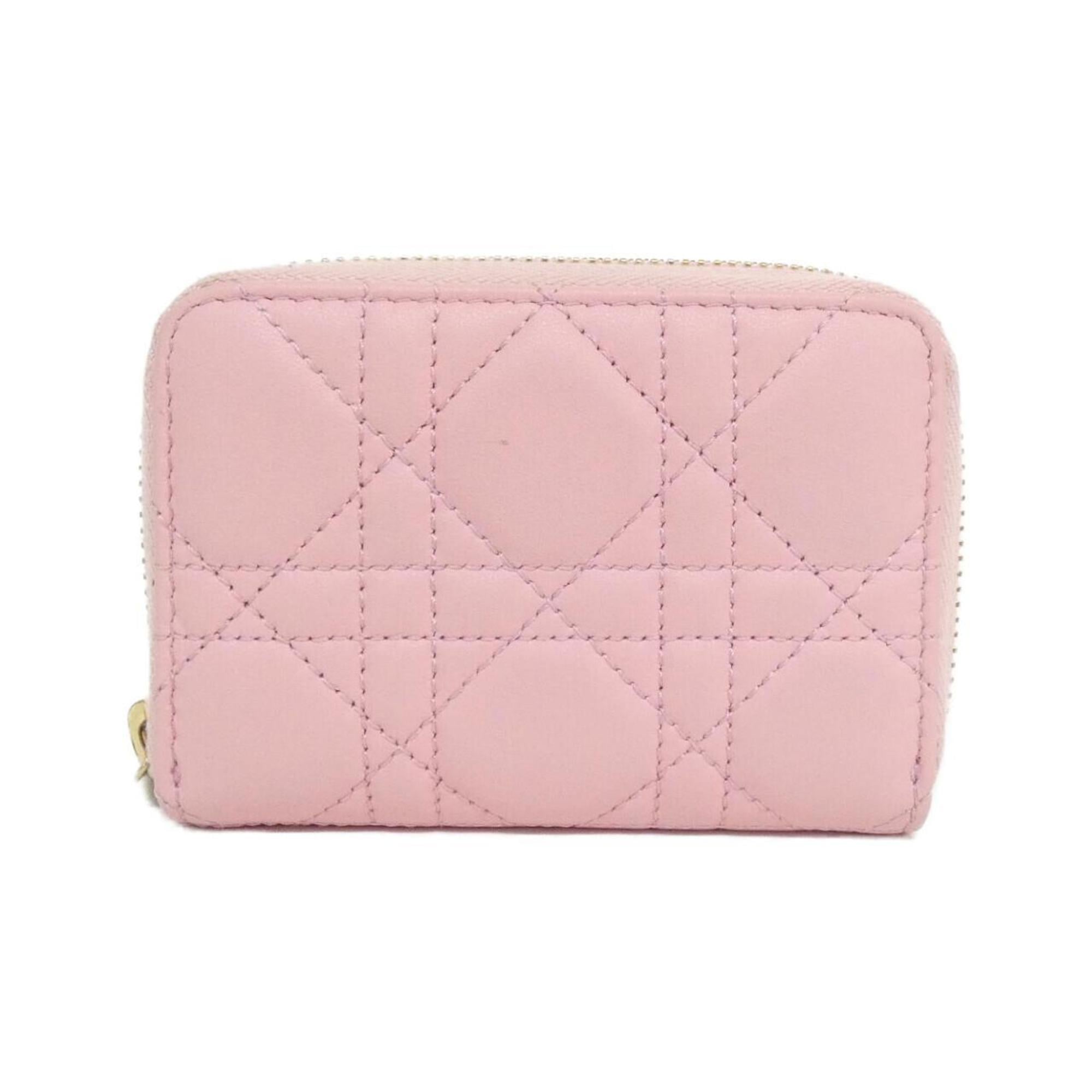 Christian Dior Lady Dior Pink Leather Coin Purse/Coin Case (Pre-Owned)