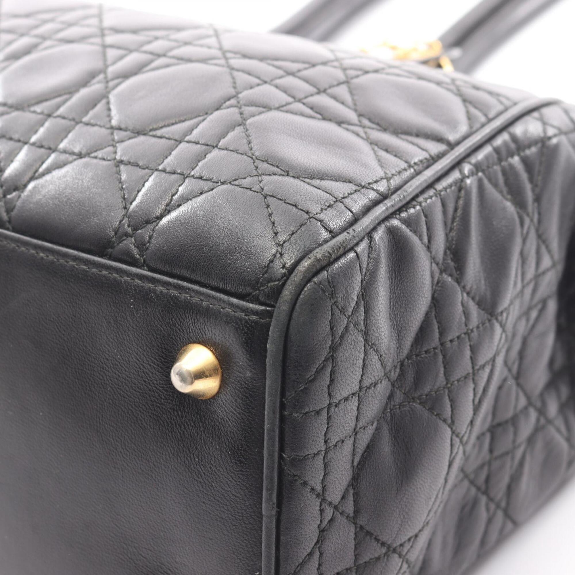 Christian Dior Black Leather Handbag Shoulder Bag (Pre-Owned)