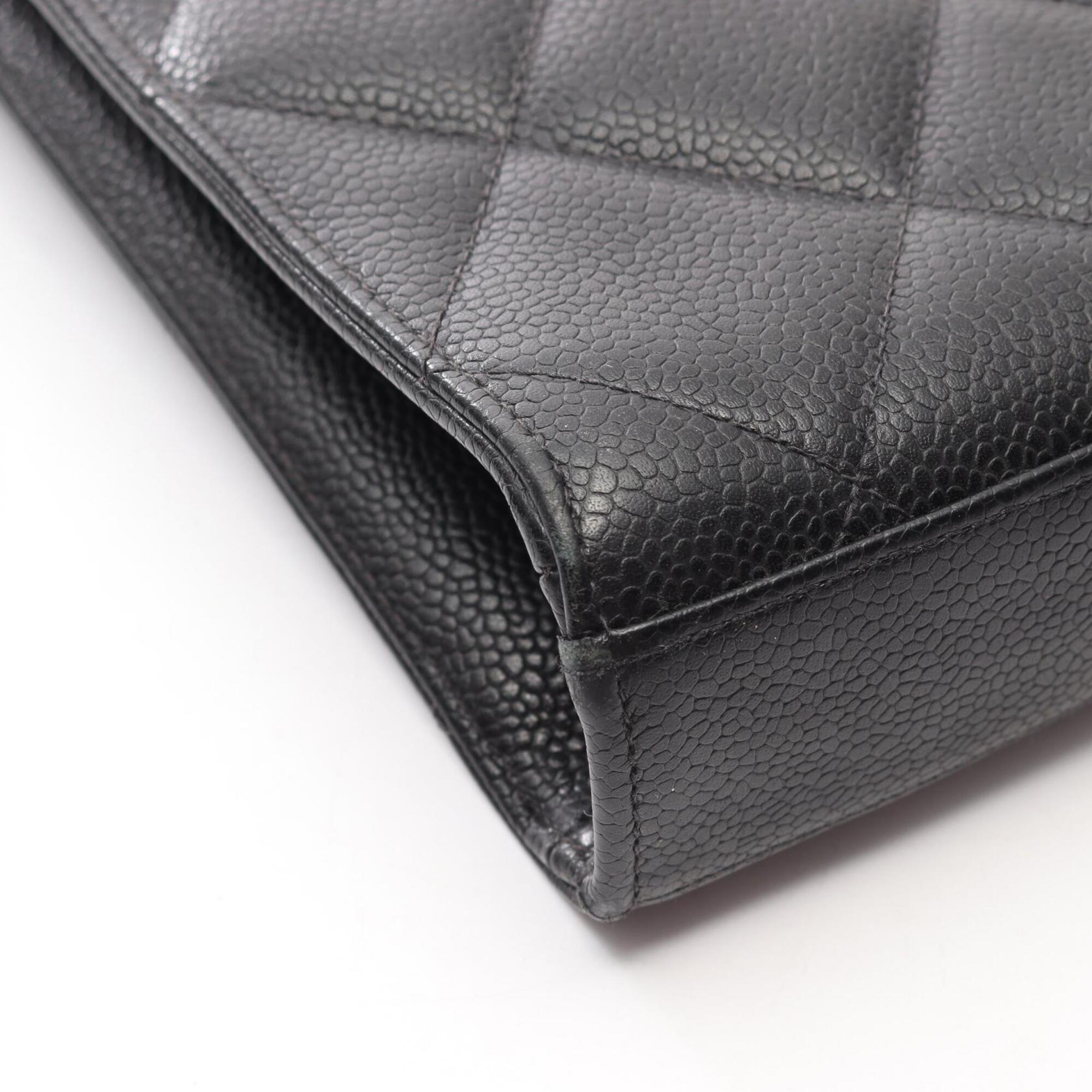 Chanel Black Grained Calfskin Briefcase Handbag (Pre-Owned)