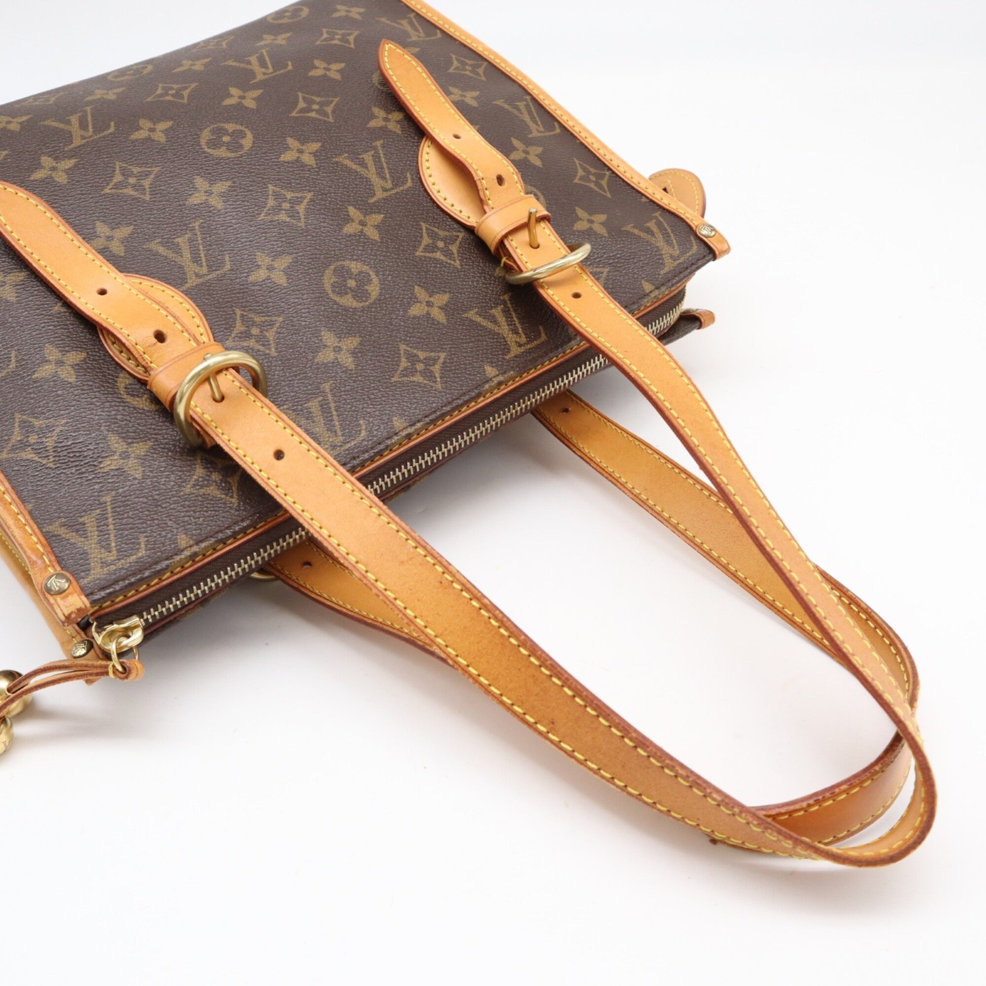 Louis Vuitton Monogram Beige Brown Coated Canvas Leather Handbag (Pre-Owned)