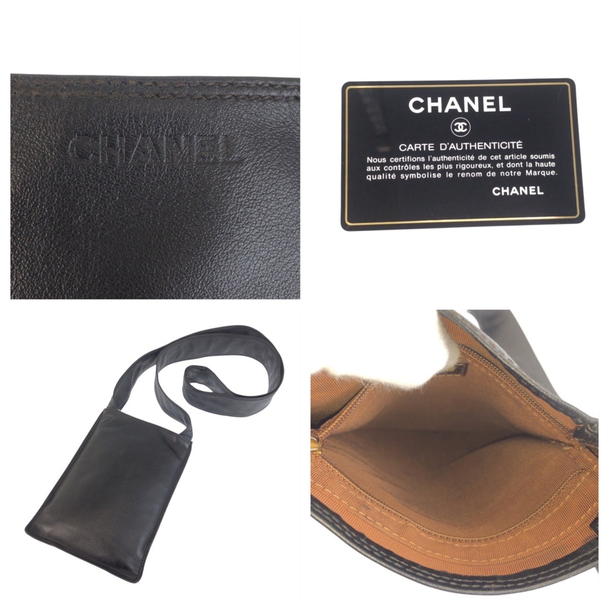 Chanel Black Leather Pochette Shoulder Bag (Pre-Owned)
