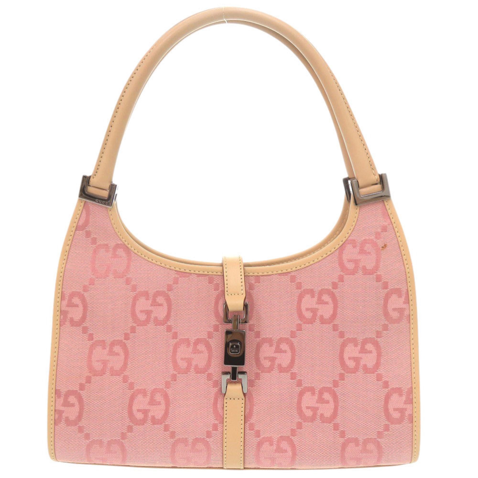 Gucci Beige Pink Gg Canvas Leather Handbag Shoulder Bag (Pre-Owned)