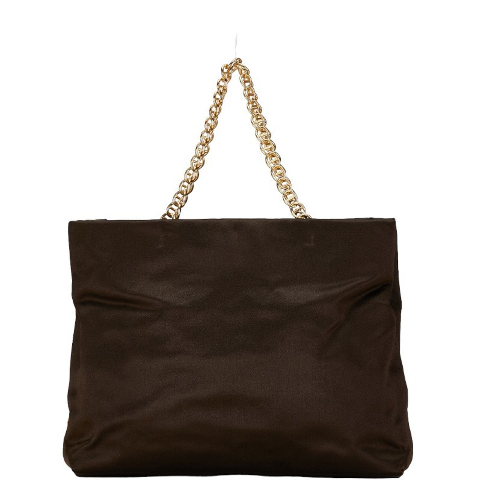 Prada Brown Satin Shoulder Bag Tote Bag (Pre-Owned)