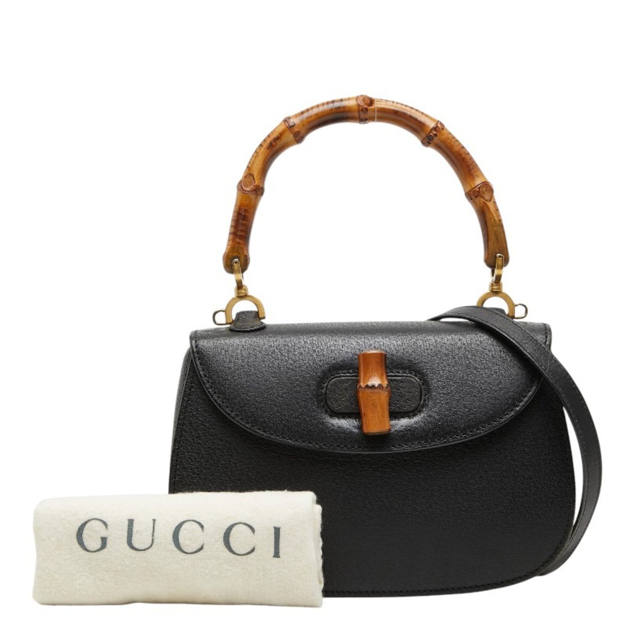 Gucci Black Leather Handbag Shoulder Bag (Pre-Owned)