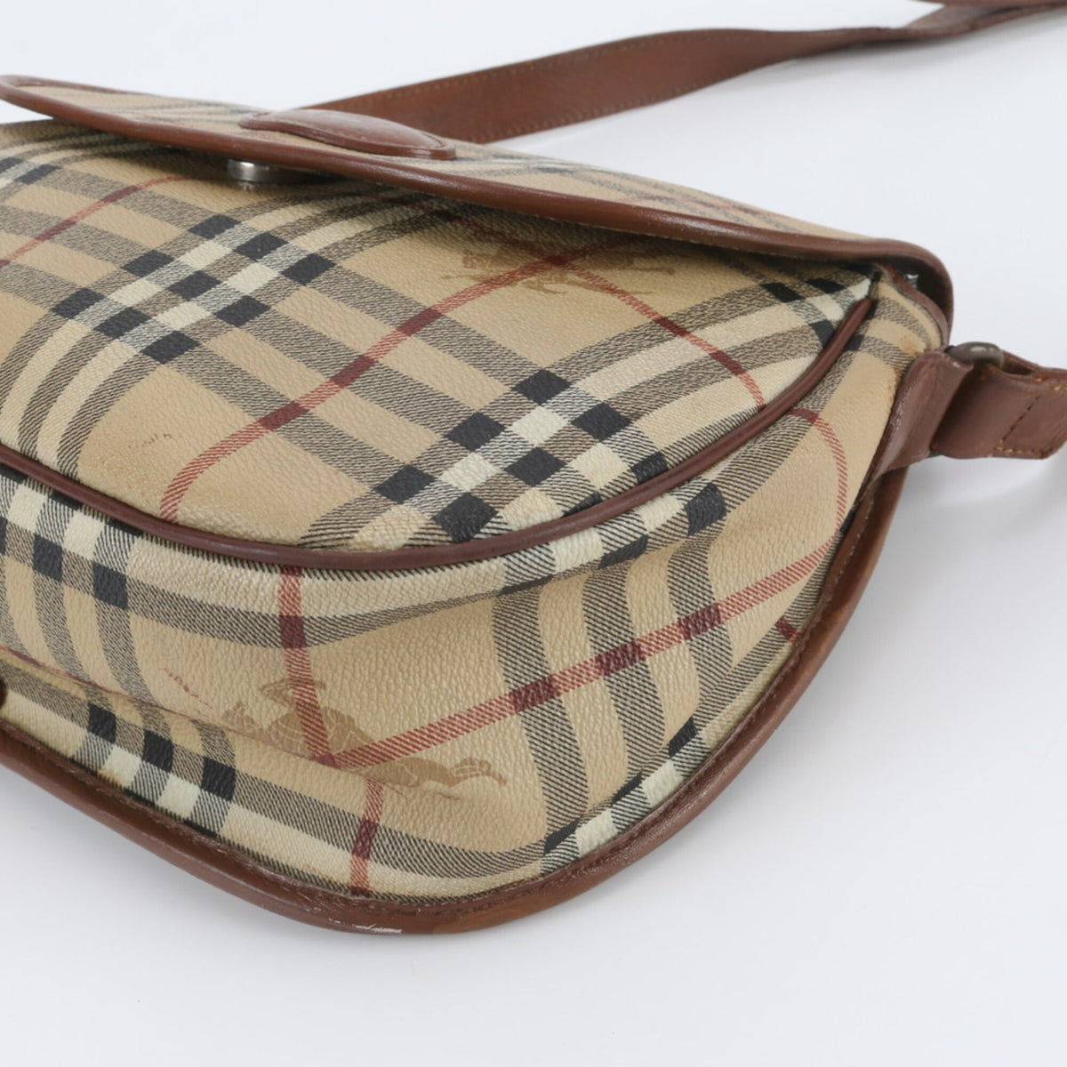 Burberry Beige Leather Coated Canvas Crossbody Bag Shoulder Bag (Pre-Owned)