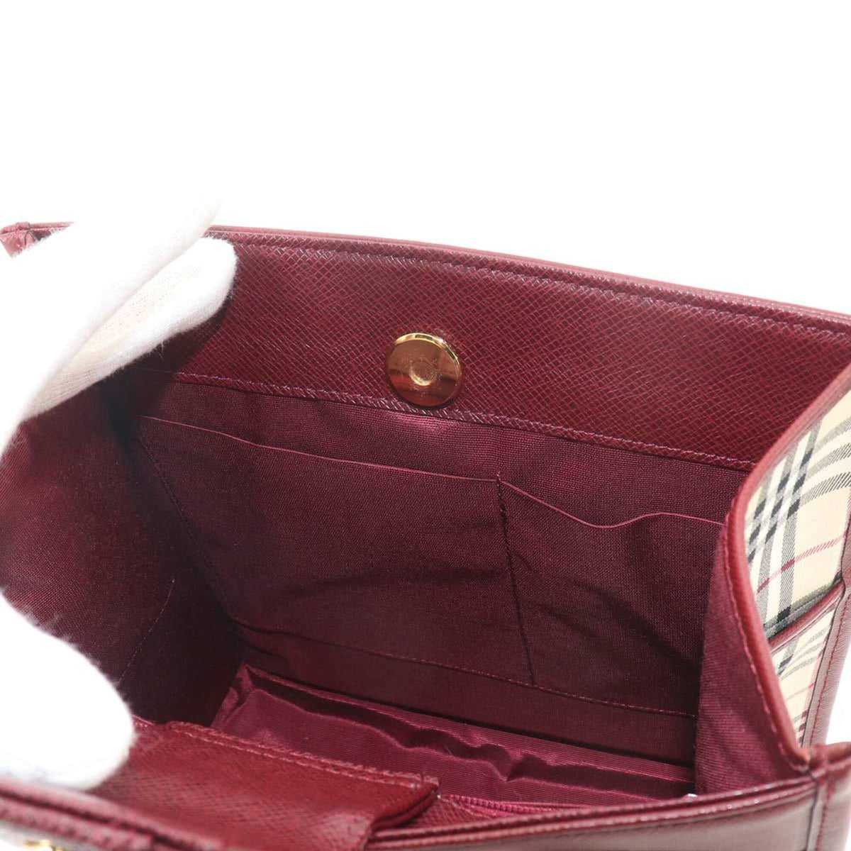 Burberry Beige Bordeaux Canvas Leather Handbag (Pre-Owned)