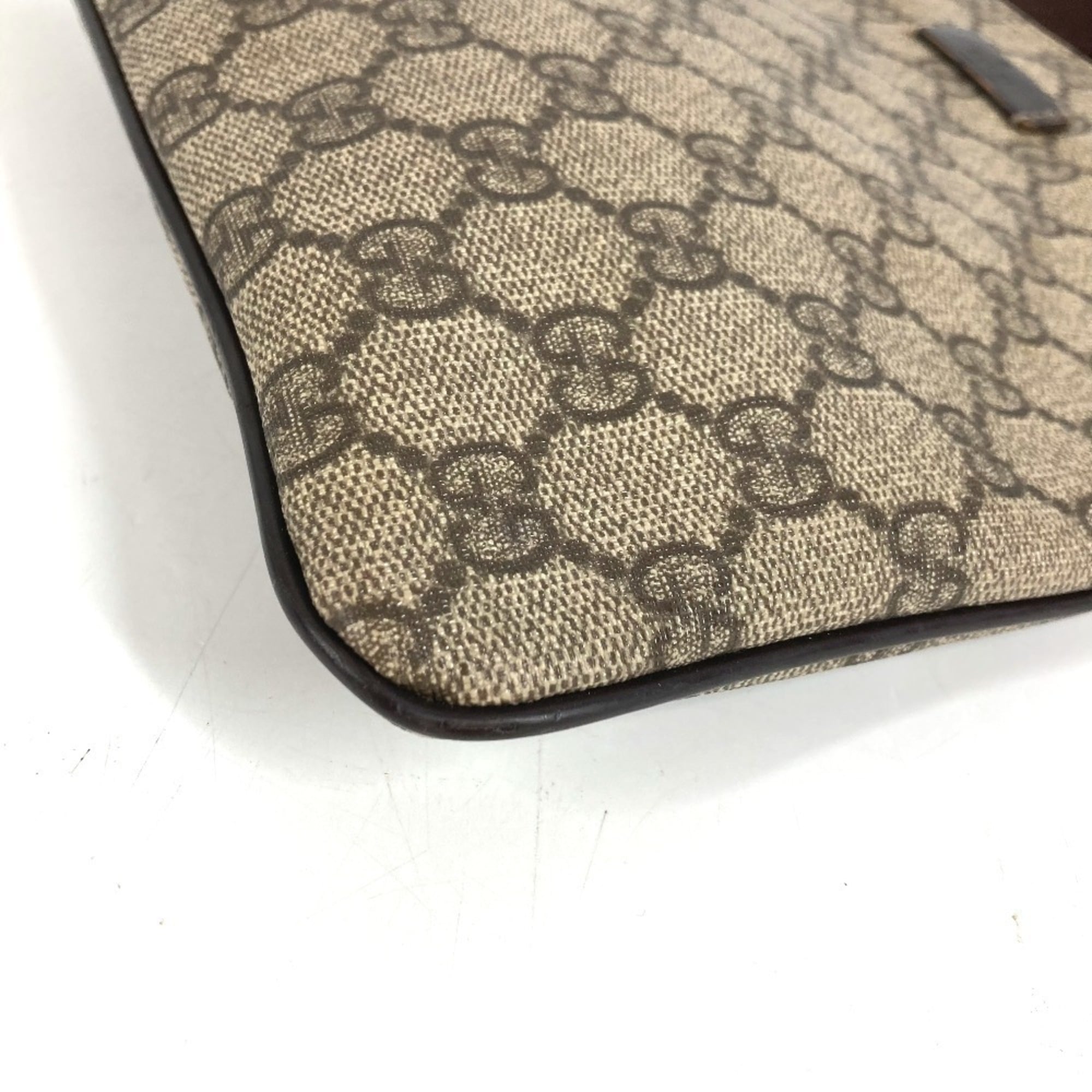 Gucci Beige Dark Brown Gg Leather Pvc Pochette Shoulder Bag (Pre-Owned)