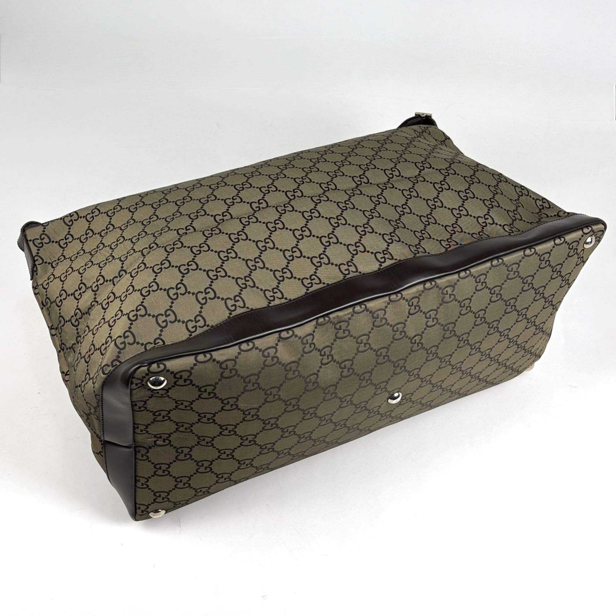 Gucci Brown Gg Canvas Leather Shoulder Bag Sports Bag (Pre-Owned)