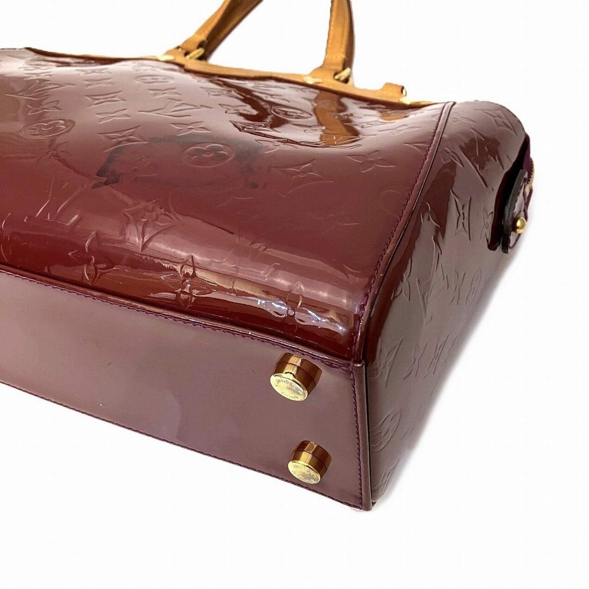 Louis Vuitton Red Color Wine Vernis Leather Handbag (Pre-Owned)