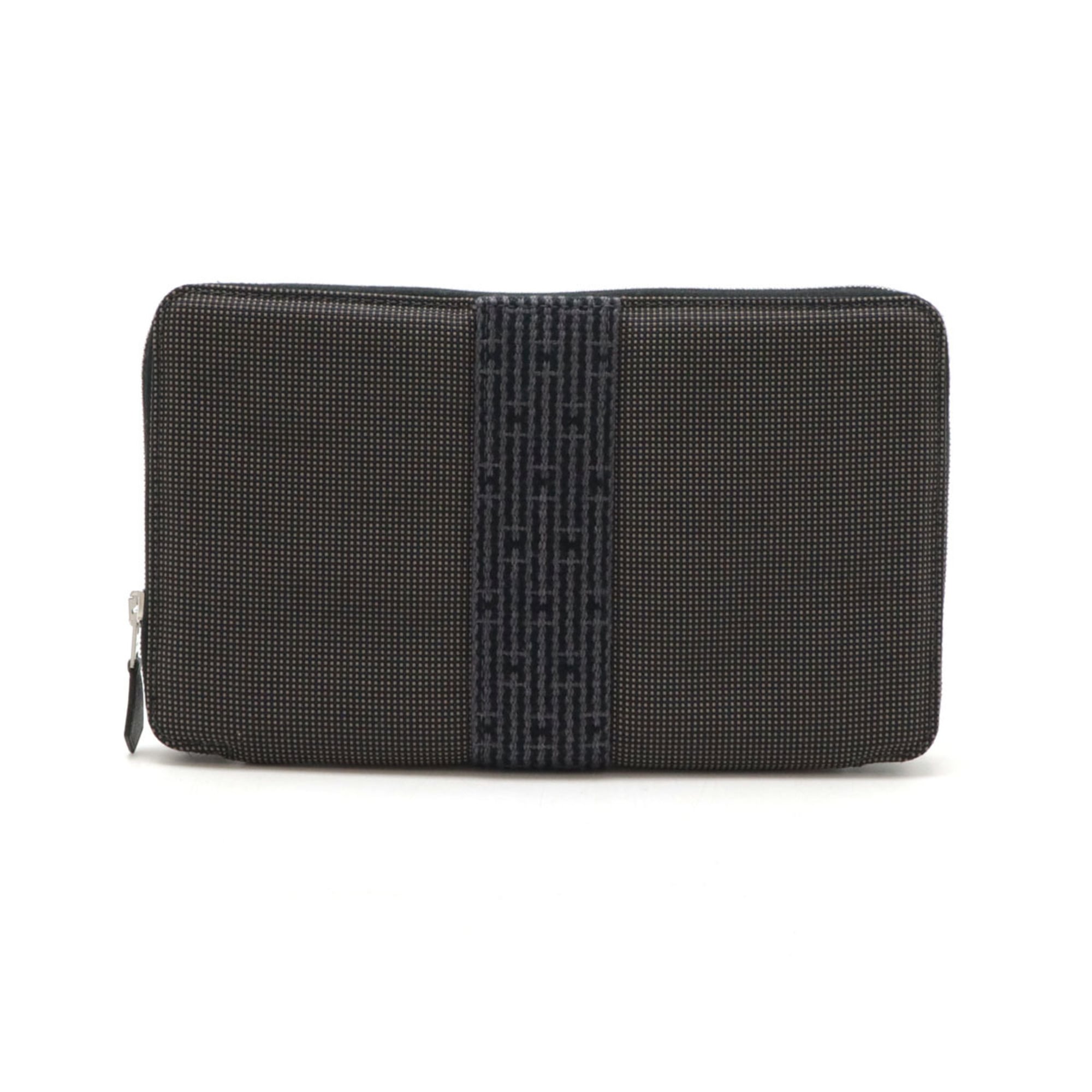 Hermes Her Line Gray Canvas Long Wallet (Bi-Fold) (Pre-Owned)